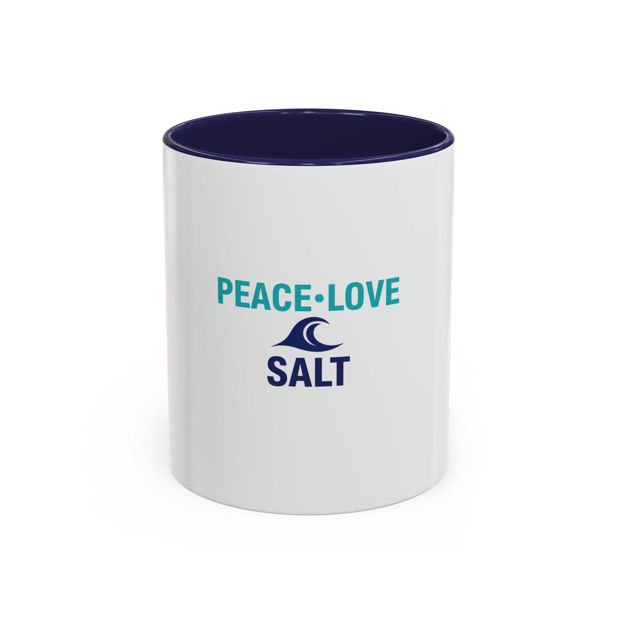 Peace • Love • Salt Accent Coffee Mug — Beach Wave Ceramic Cup (11/15 oz)