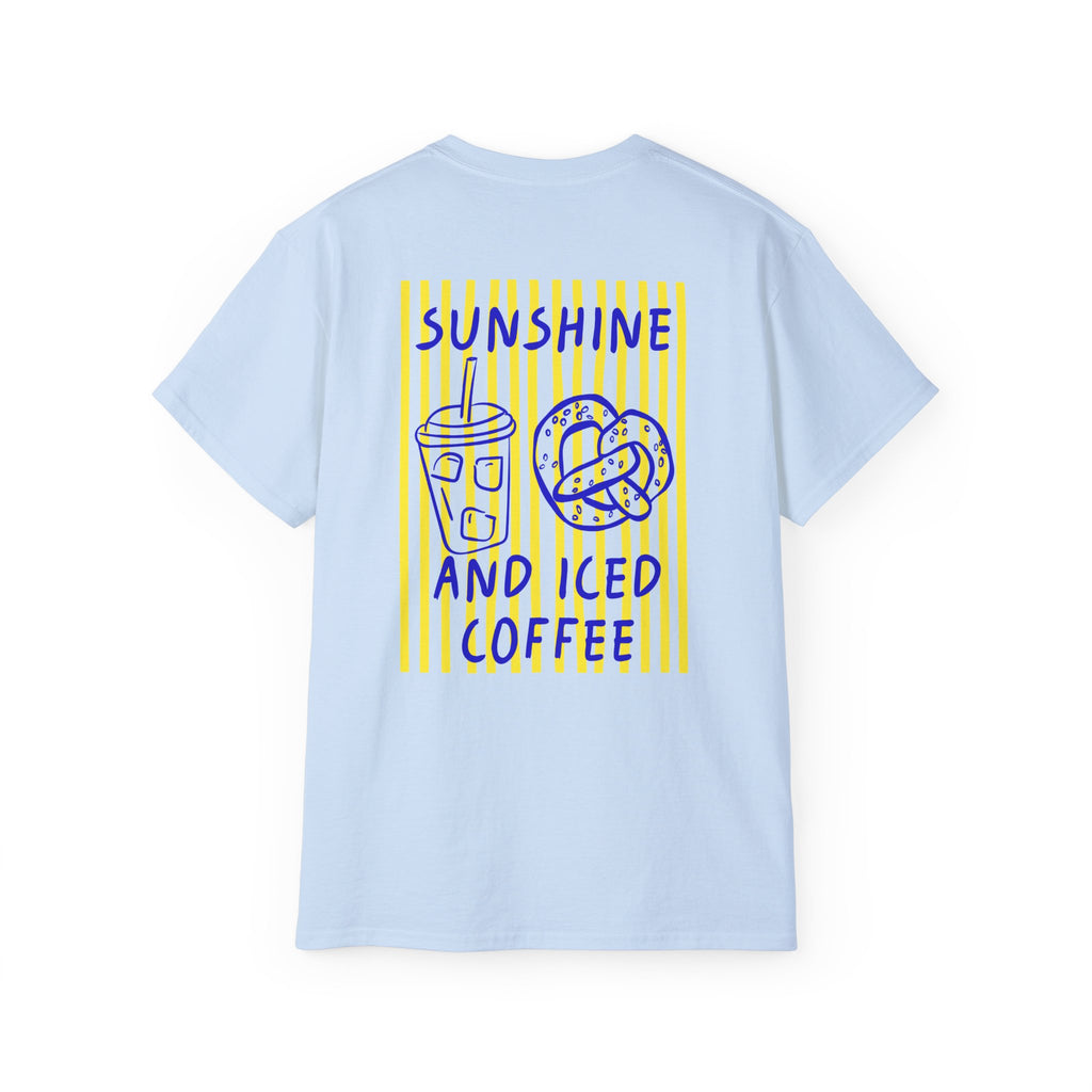 Sunshine and Iced Coffee T-Shirt — Cute Coffee & Pretzel Graphic Tee Sunshine Collection