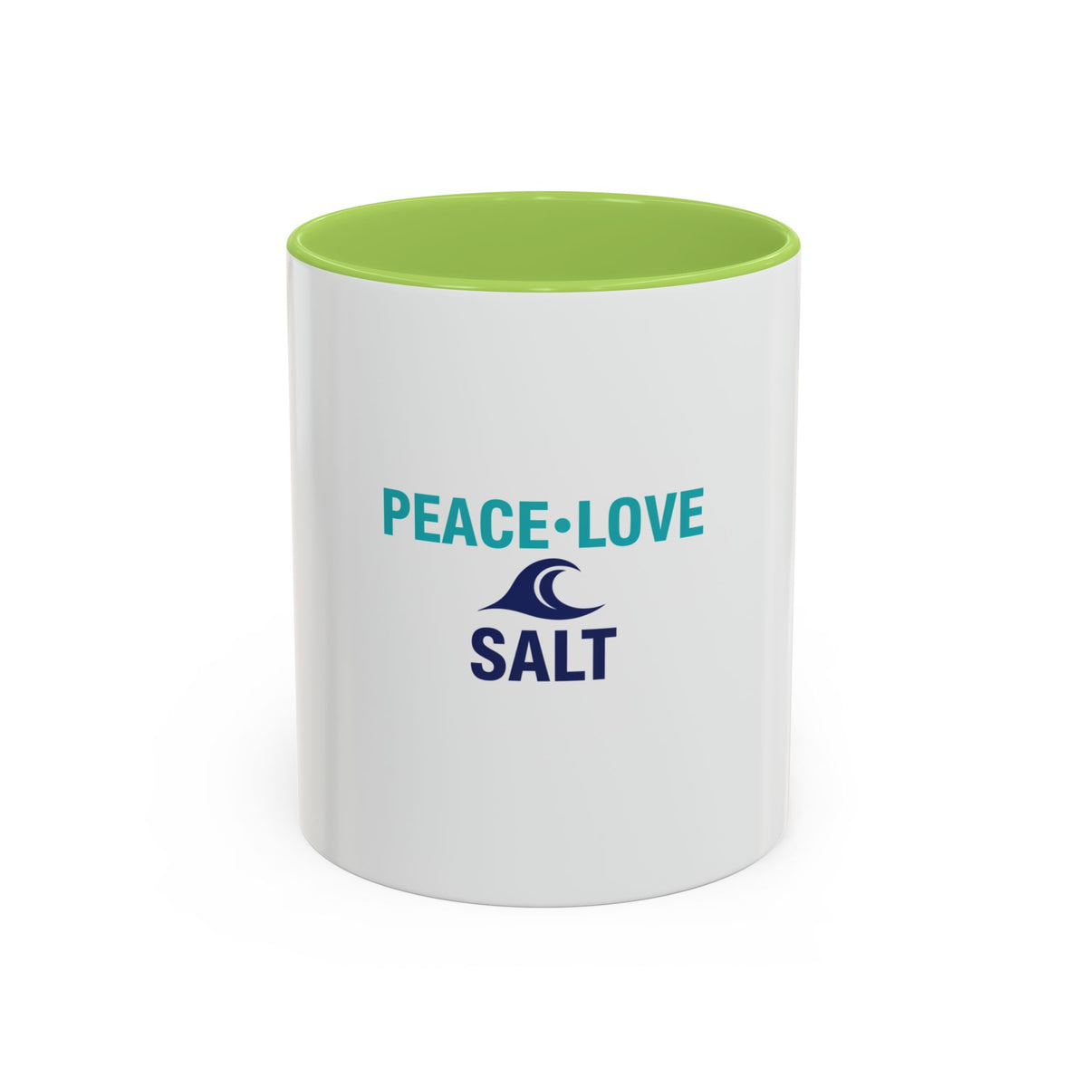 Peace • Love • Salt Accent Coffee Mug — Beach Wave Ceramic Cup (11/15 oz)