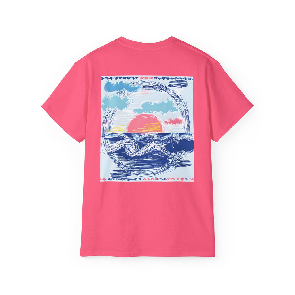 Sunset Wave Tee — Beach Graphic Cotton T-Shirt - Peace Love & salt Collection