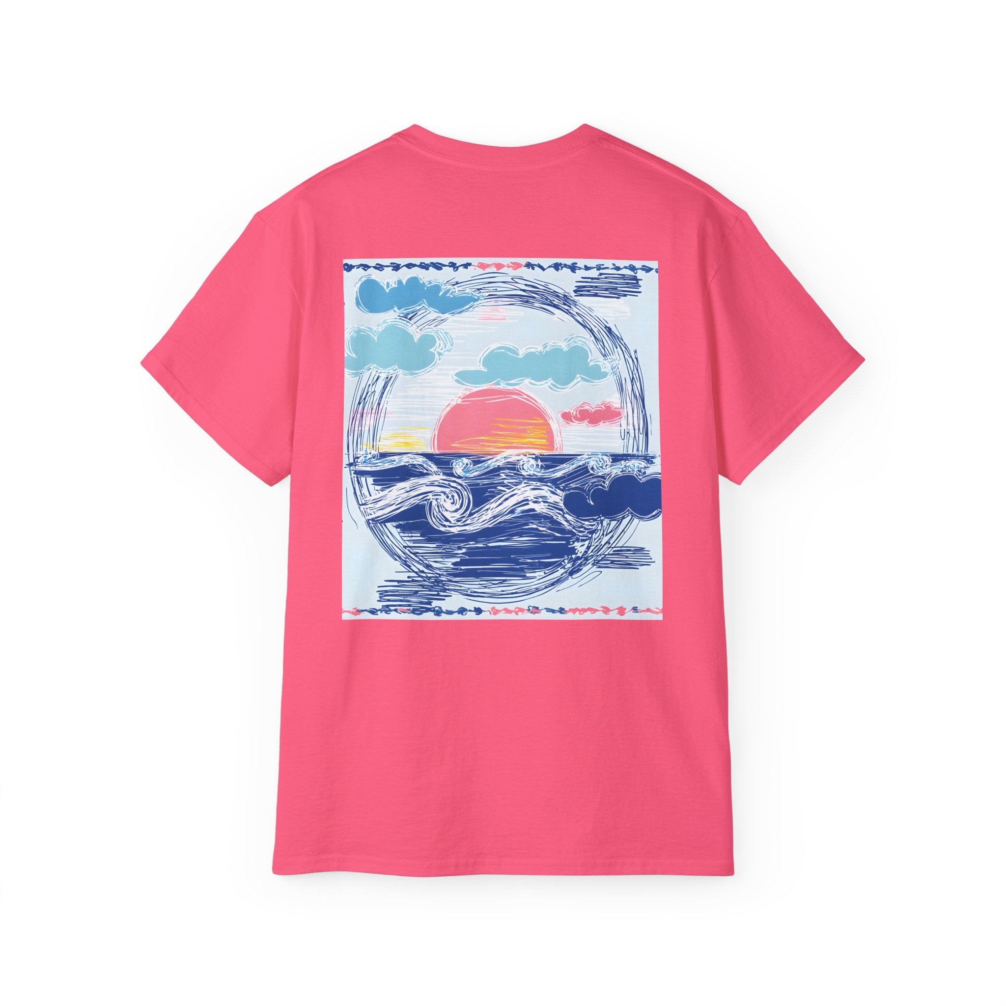 Sunset Wave Tee — Beach Graphic Cotton T-Shirt - Peace Love & salt Collection