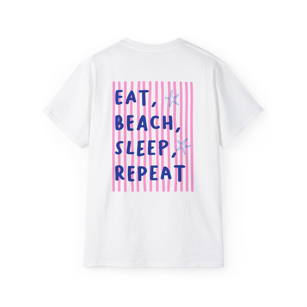 Beach Vibes T-Shirt — “Eat, Beach, Sleep, Repeat” Graphic Tee Salty Girl Collection