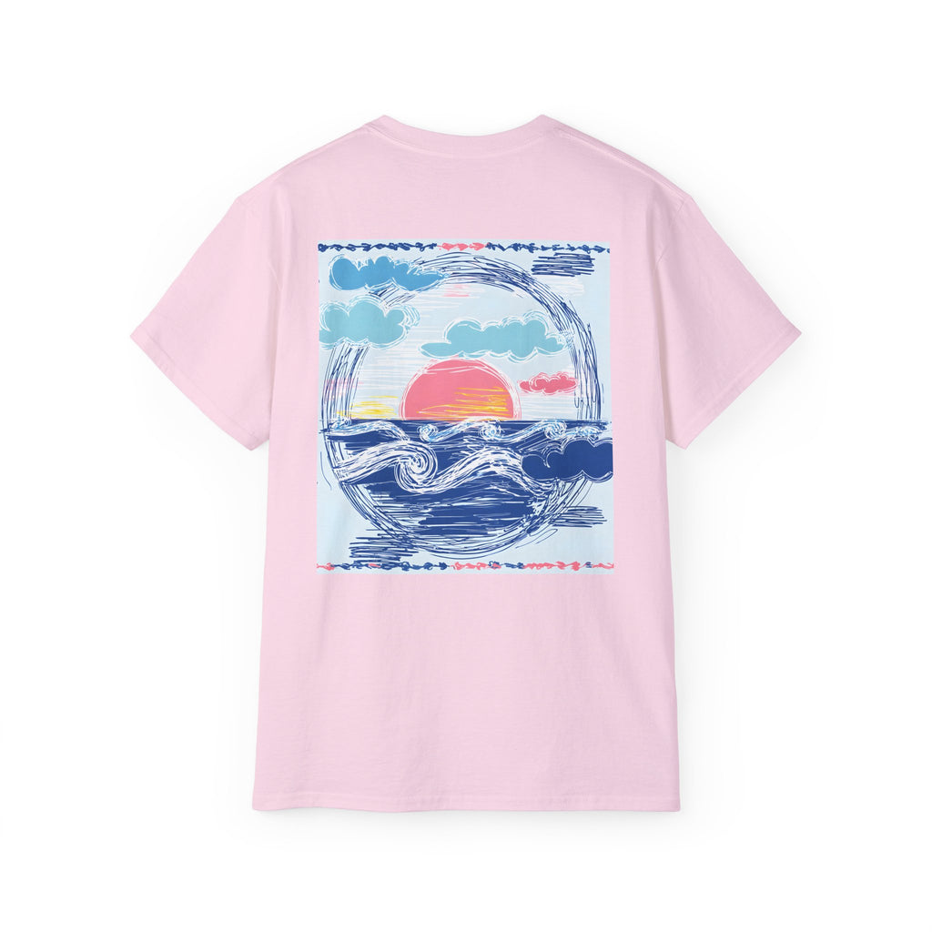 Sunset Wave Tee — Beach Graphic Cotton T-Shirt - Peace Love & salt Collection