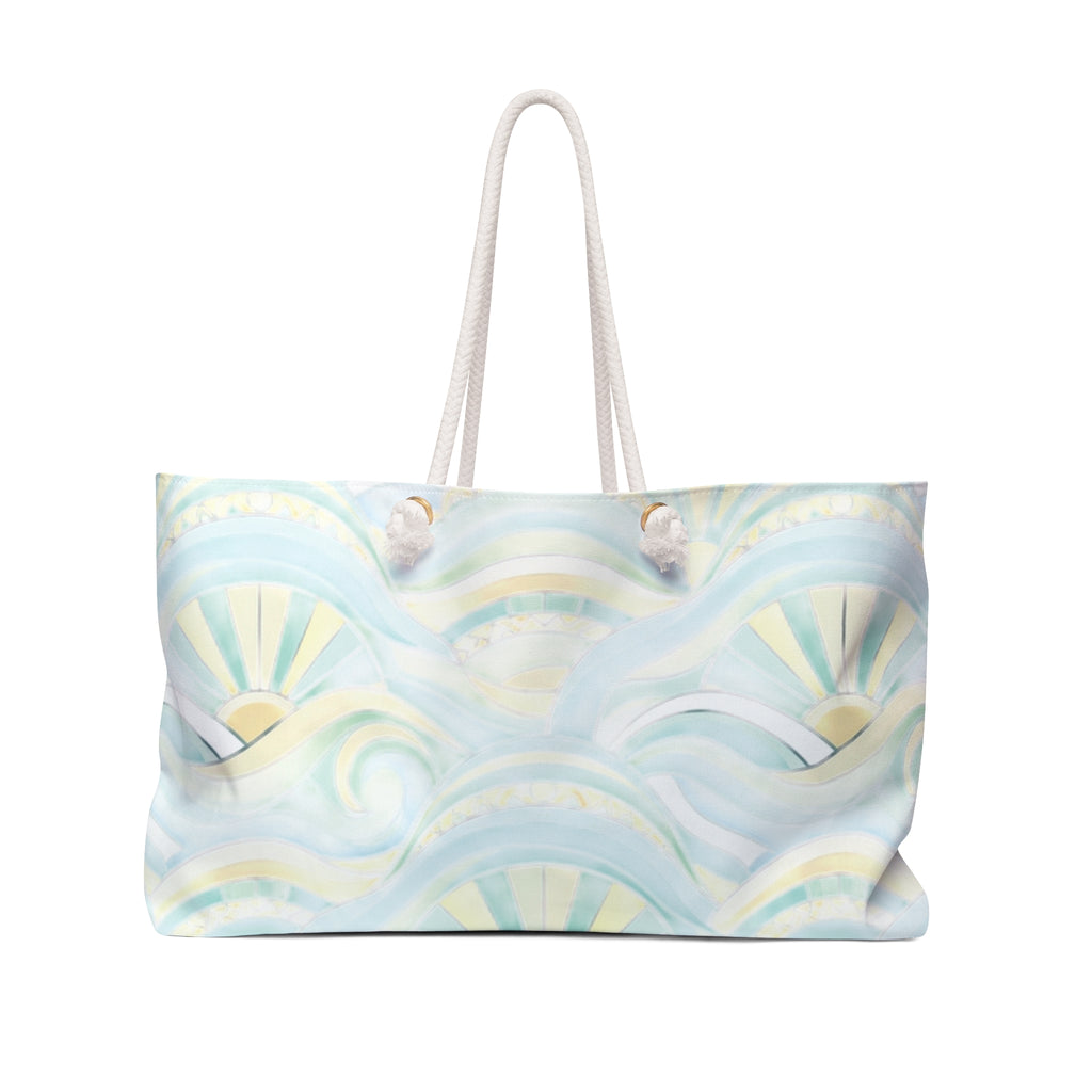 Sunrise Waves Weekender Bag | Beach Tote, Watercolor Nautical Pattern