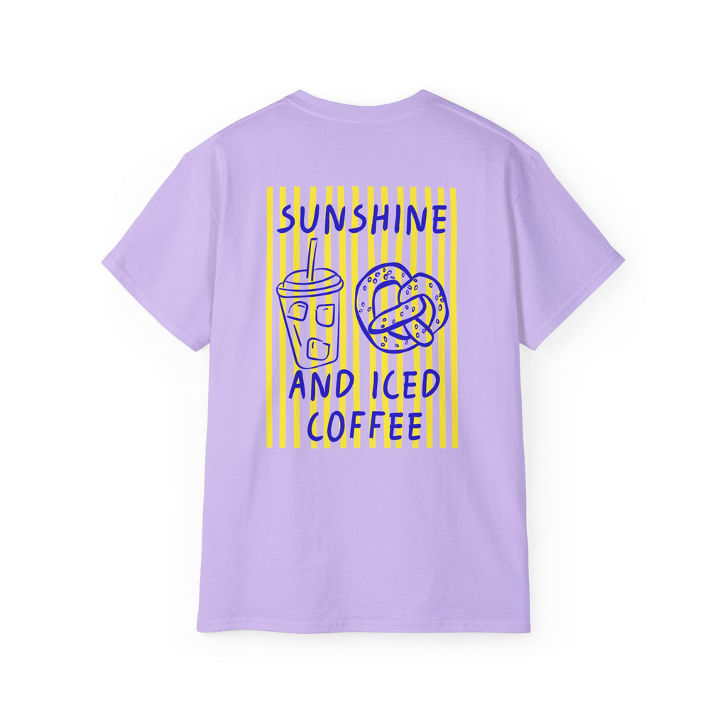 Sunshine and Iced Coffee T-Shirt — Cute Coffee & Pretzel Graphic Tee Sunshine Collection
