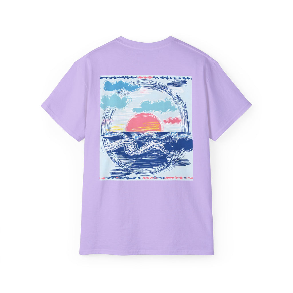 Sunset Wave Tee — Beach Graphic Cotton T-Shirt - Peace Love & salt Collection