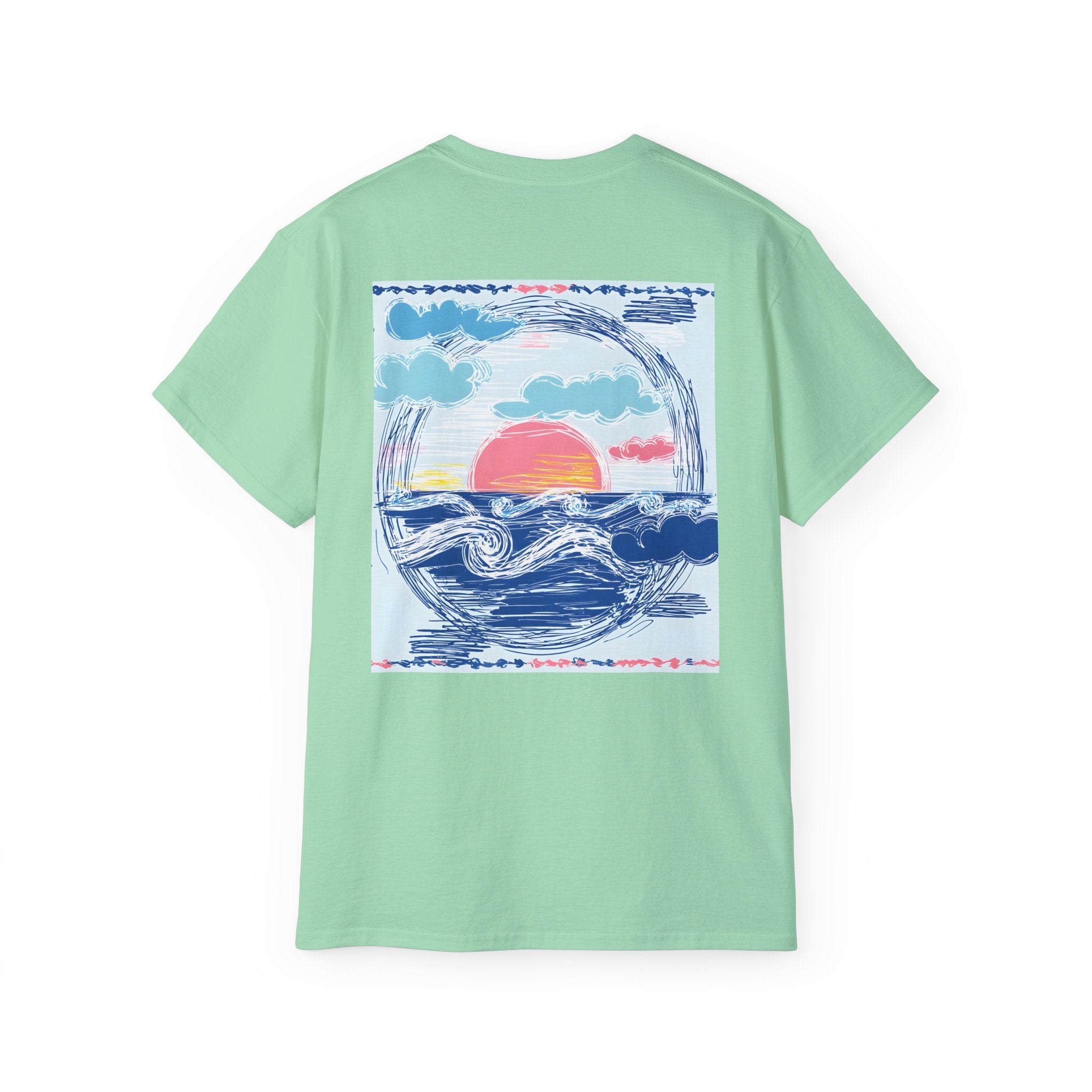 Sunset Wave Tee — Beach Graphic Cotton T-Shirt - Peace Love & salt Collection