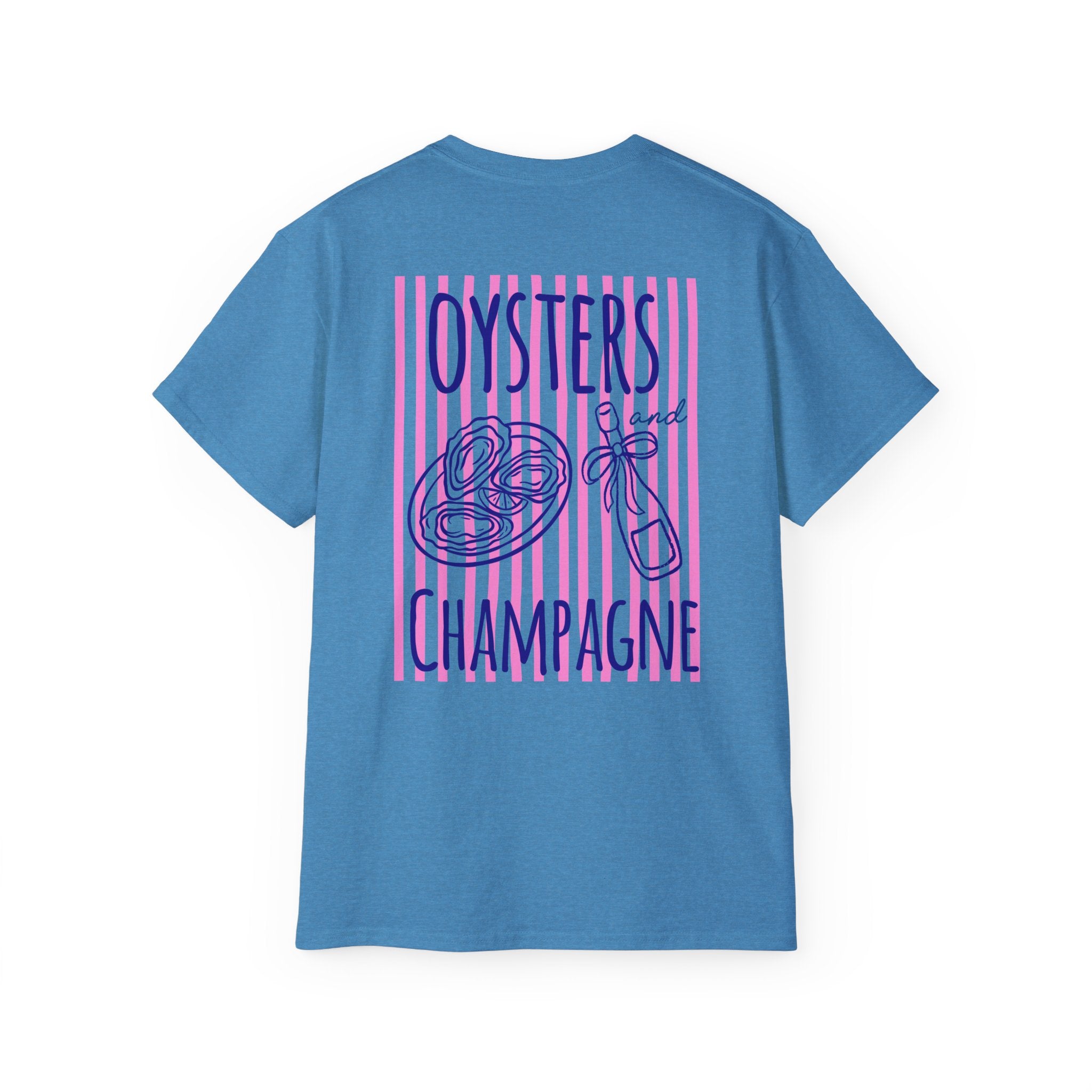 Oysters & Champagne Graphic Tee — Nautical Seafood Festival Shirt