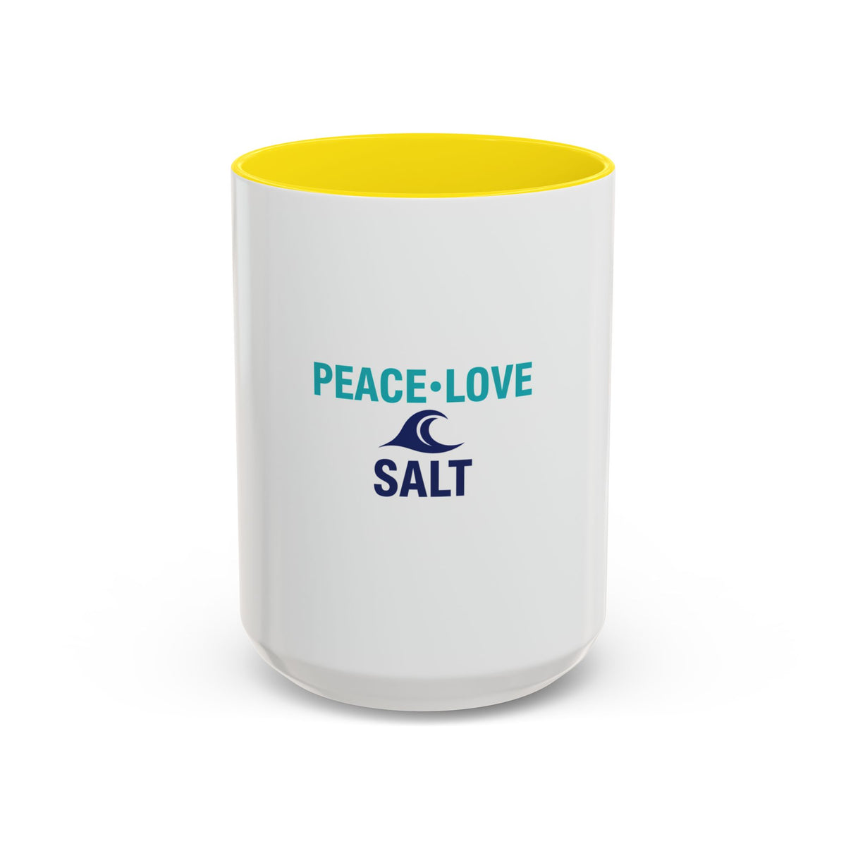 Peace • Love • Salt Accent Coffee Mug — Beach Wave Ceramic Cup (11/15 oz)