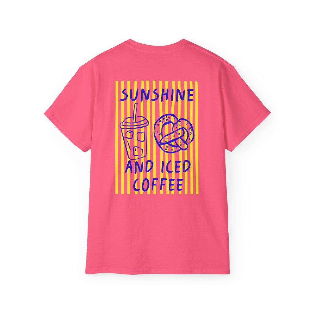Sunshine and Iced Coffee T-Shirt — Cute Coffee & Pretzel Graphic Tee Sunshine Collection
