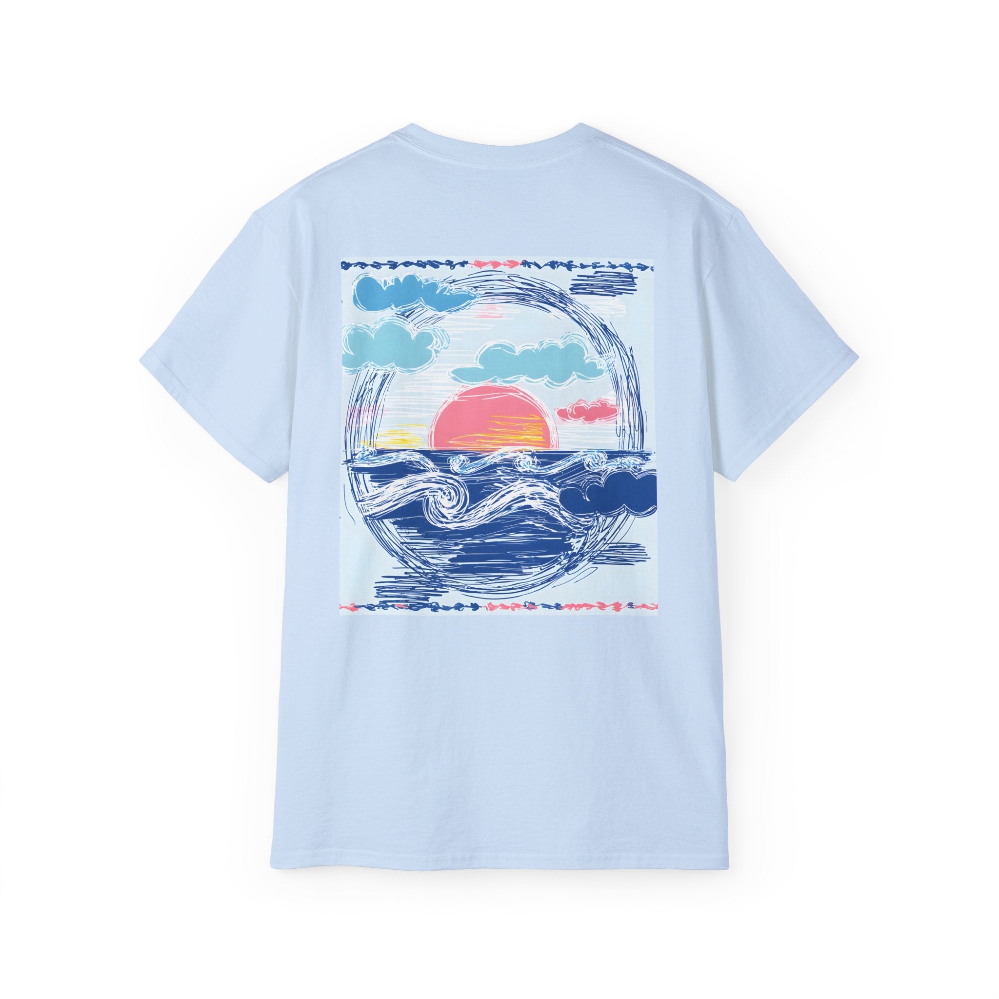 Sunset Wave Tee — Beach Graphic Cotton T-Shirt - Peace Love & salt Collection