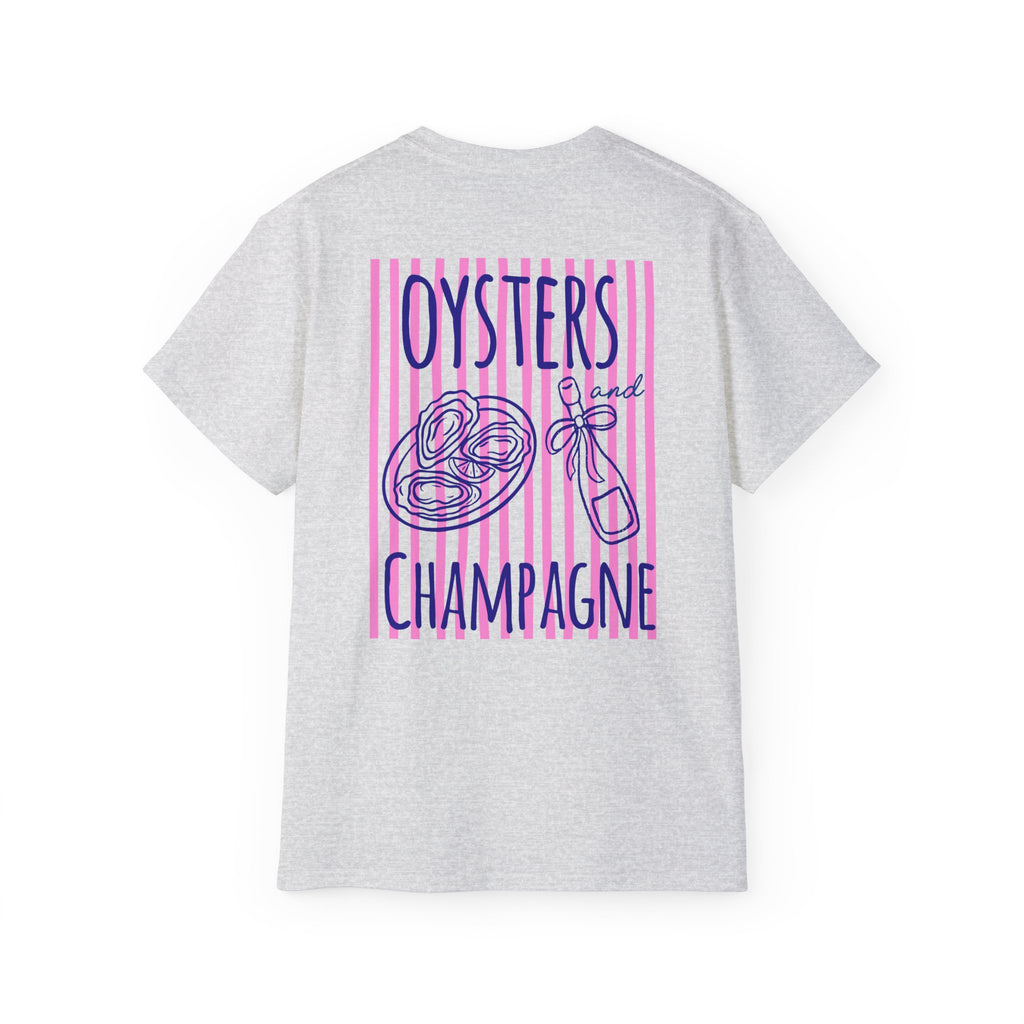 Oysters & Champagne Graphic Tee — Nautical Seafood Festival Shirt