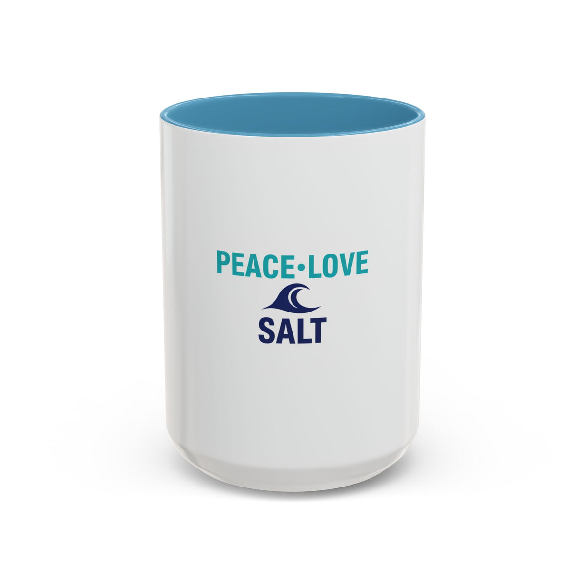 Peace • Love • Salt Accent Coffee Mug — Beach Wave Ceramic Cup (11/15 oz)
