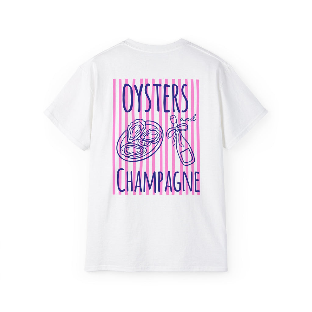 Oysters & Champagne Graphic Tee — Nautical Seafood Festival Shirt