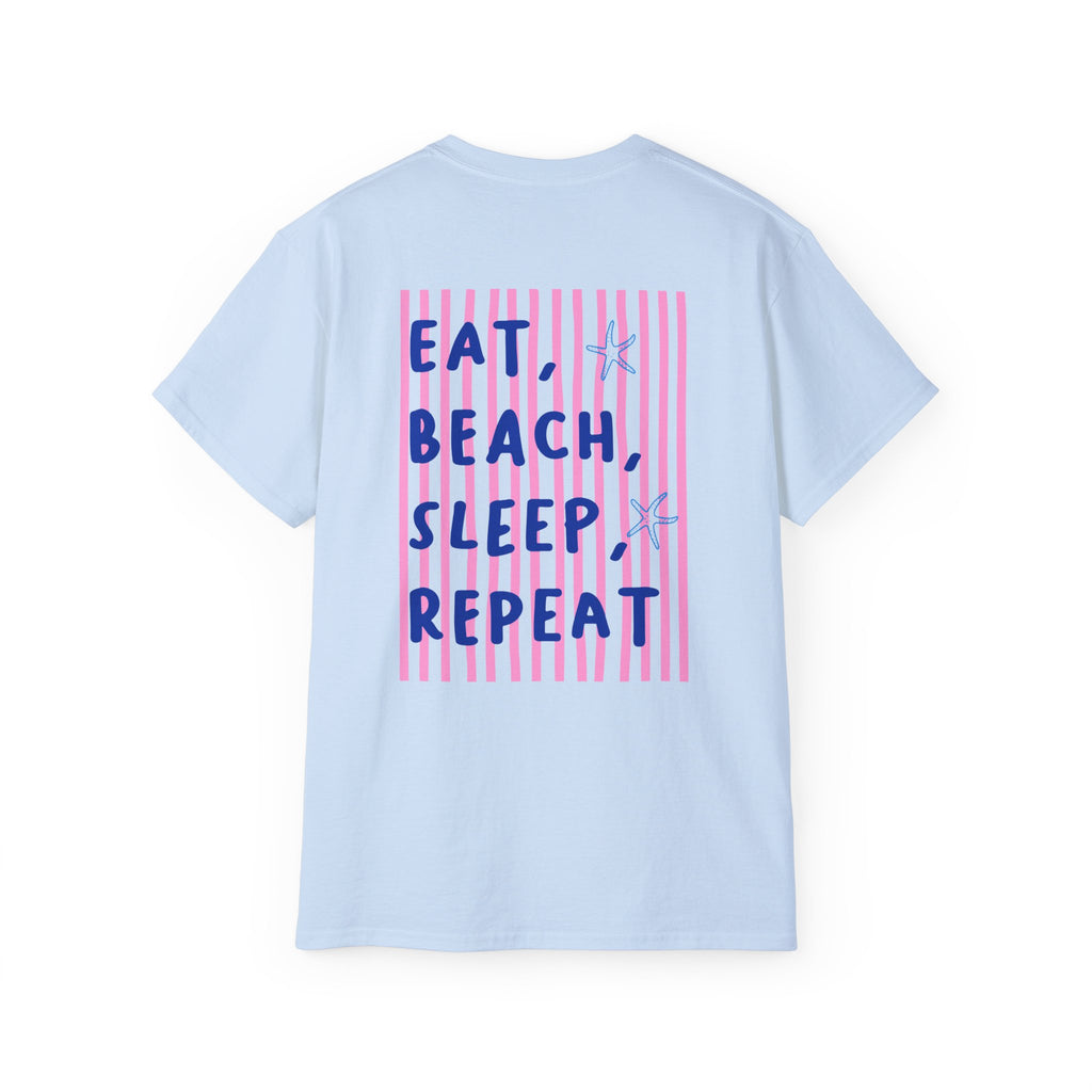 Beach Vibes T-Shirt — “Eat, Beach, Sleep, Repeat” Graphic Tee Salty Girl Collection