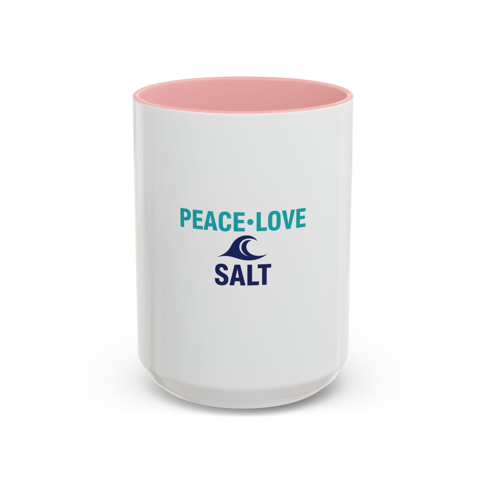 Peace • Love • Salt Accent Coffee Mug — Beach Wave Ceramic Cup (11/15 oz)