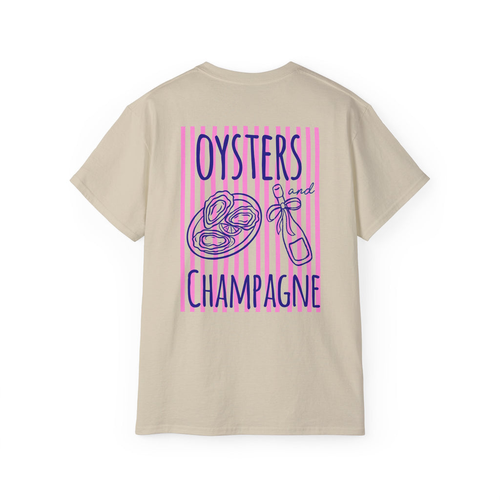 Oysters & Champagne Graphic Tee — Nautical Seafood Festival Shirt