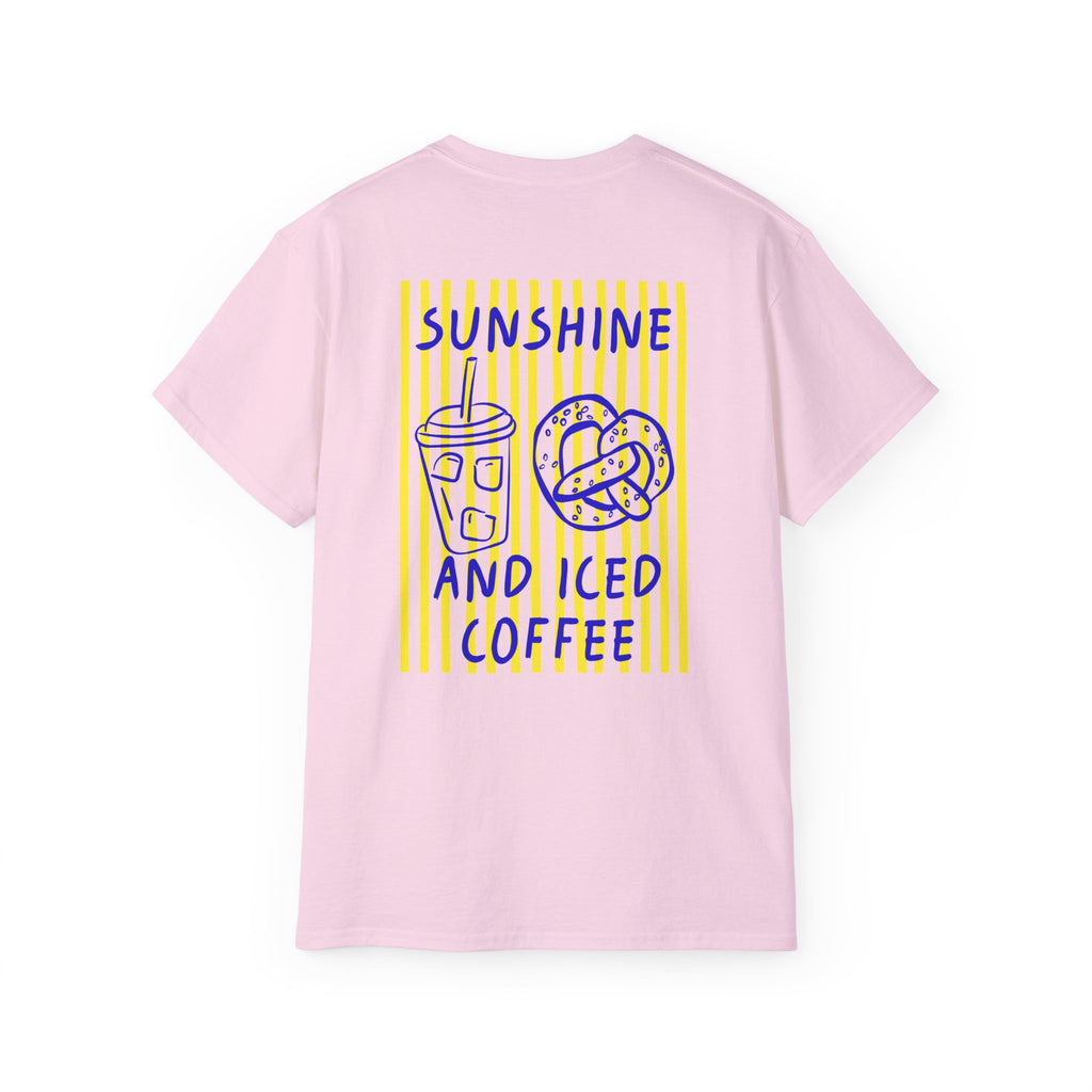 Sunshine and Iced Coffee T-Shirt — Cute Coffee & Pretzel Graphic Tee Sunshine Collection