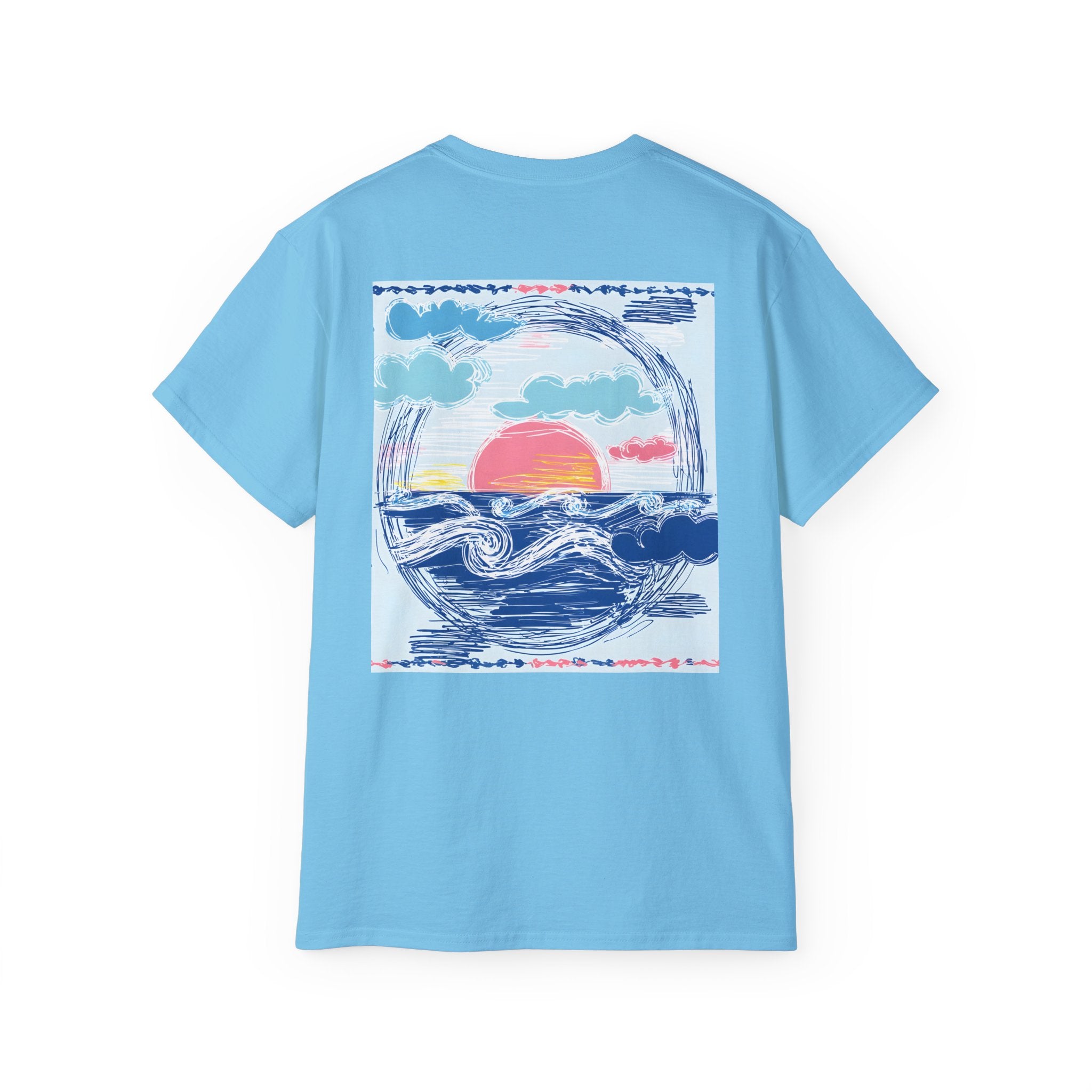 Sunset Wave Tee — Beach Graphic Cotton T-Shirt - Peace Love & salt Collection