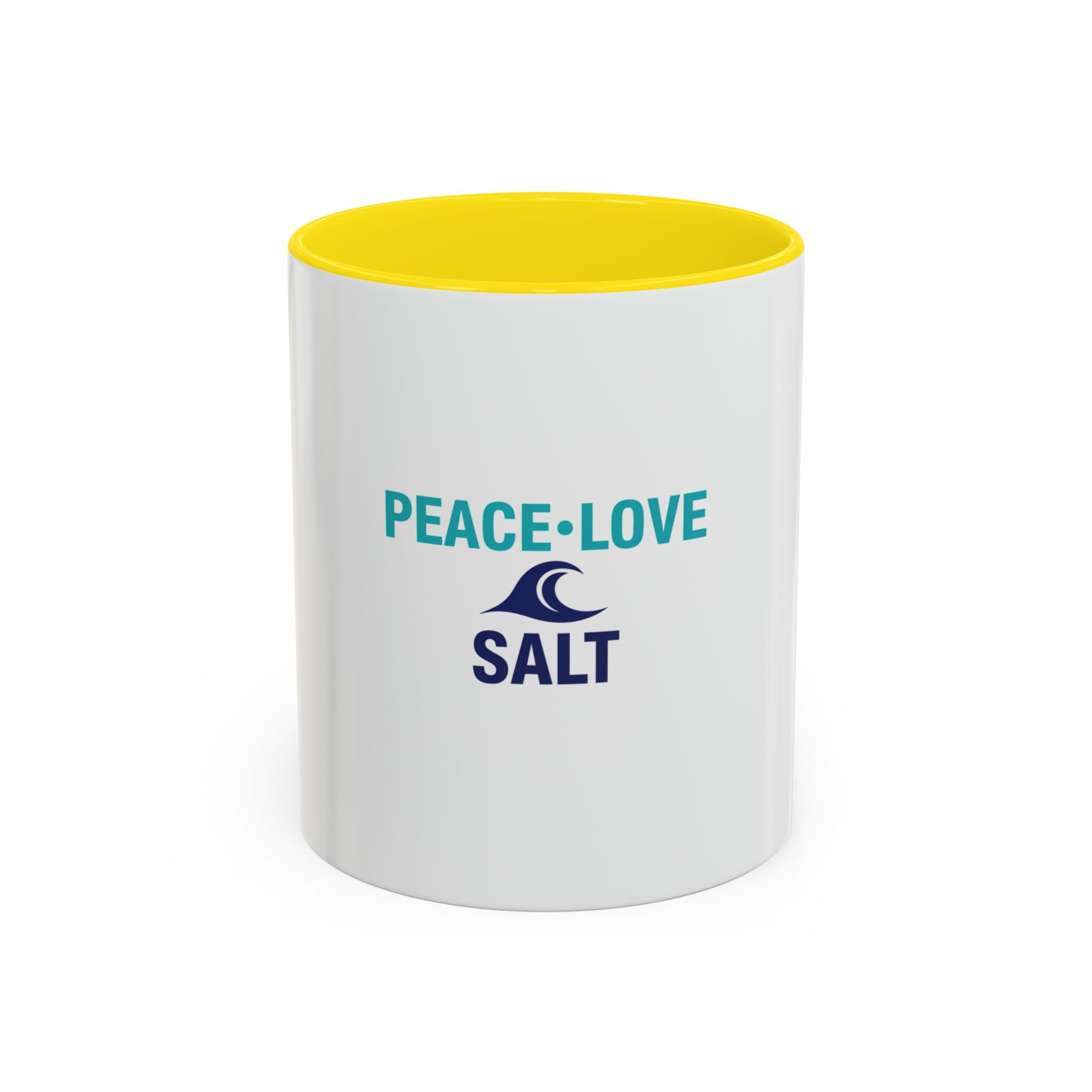 Peace • Love • Salt Accent Coffee Mug — Beach Wave Ceramic Cup (11/15 oz)