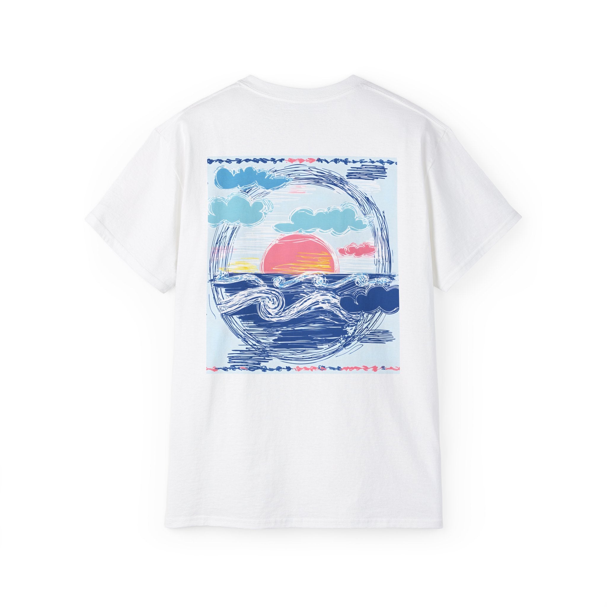 Sunset Wave Tee — Beach Graphic Cotton T-Shirt - Peace Love & salt Collection
