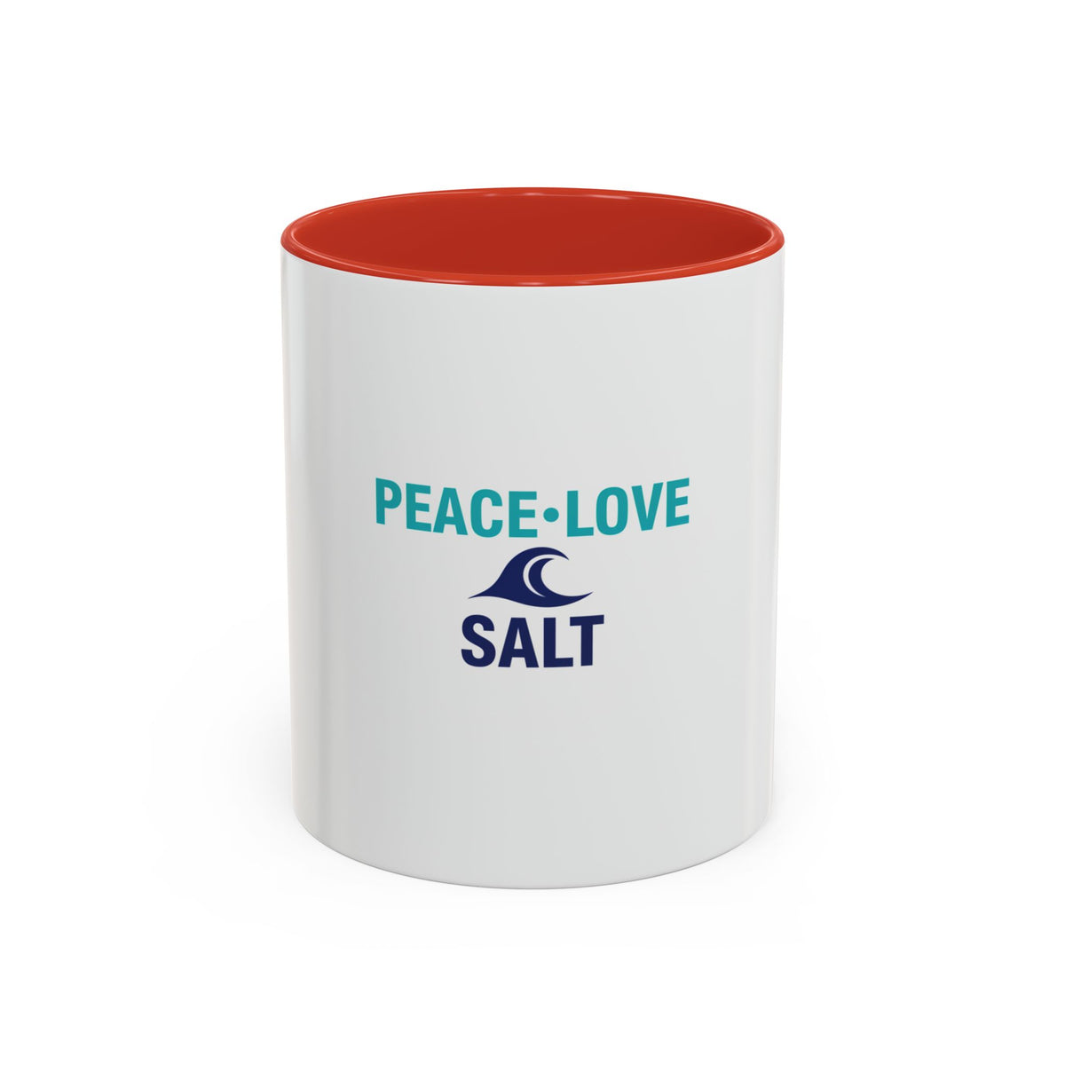 Peace • Love • Salt Accent Coffee Mug — Beach Wave Ceramic Cup (11/15 oz)