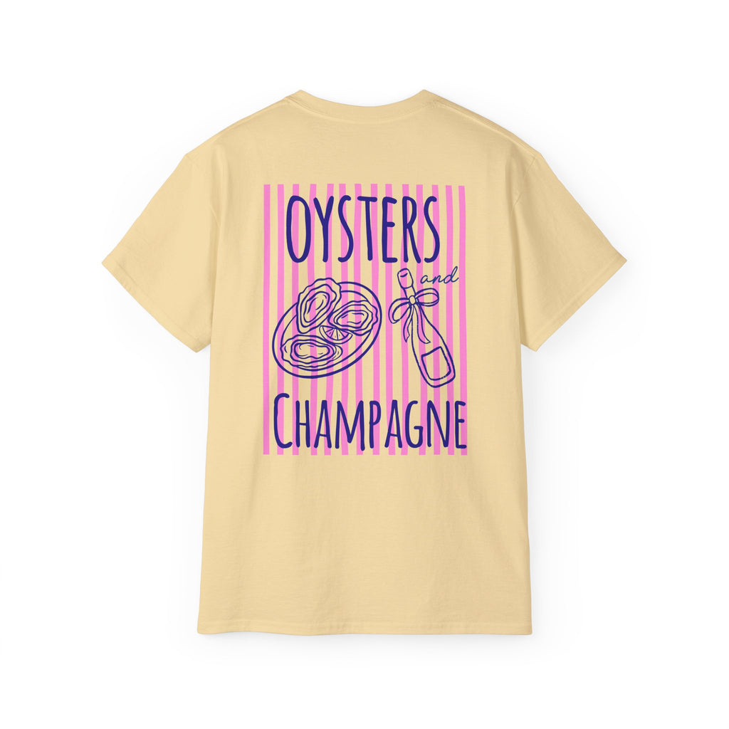 Oysters & Champagne Graphic Tee — Nautical Seafood Festival Shirt