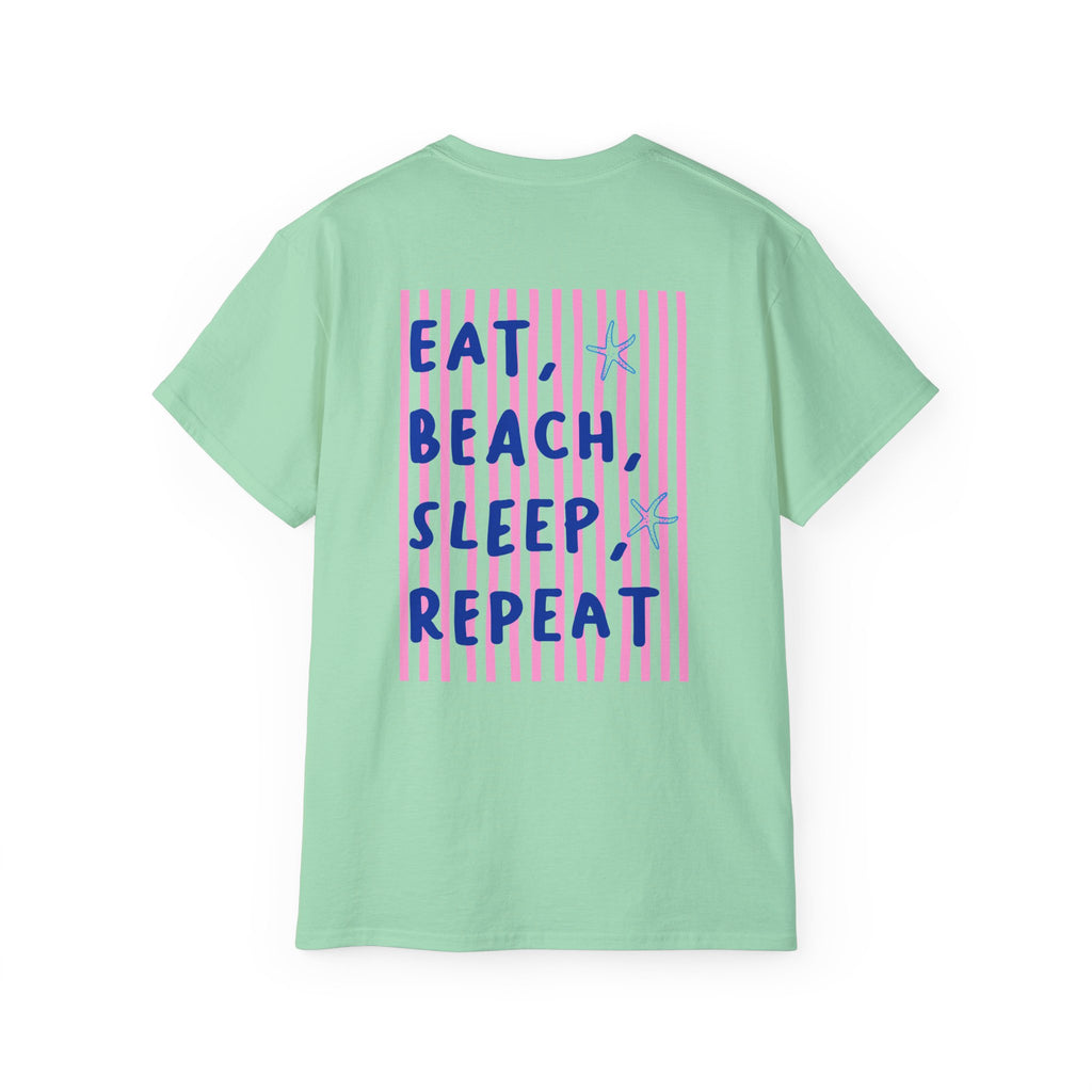 Beach Vibes T-Shirt — “Eat, Beach, Sleep, Repeat” Graphic Tee Salty Girl Collection