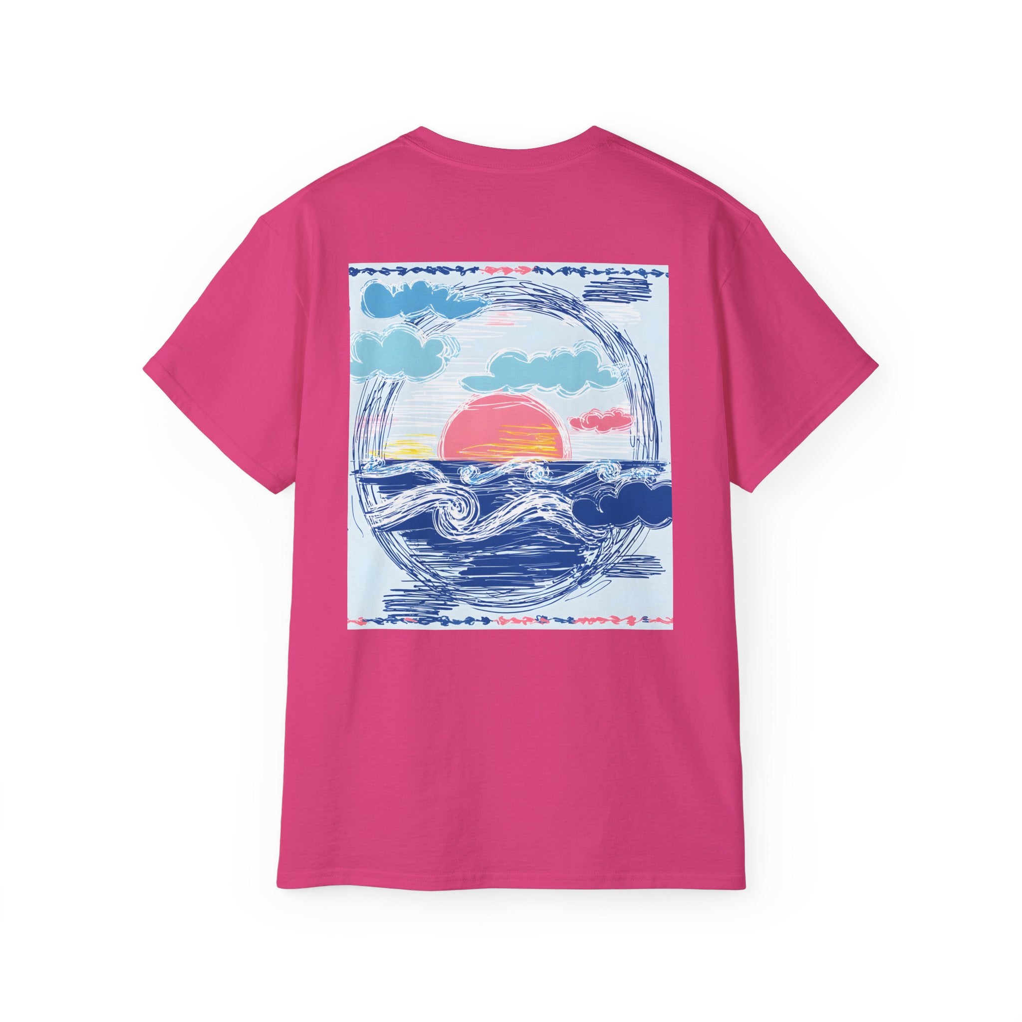 Sunset Wave Tee — Beach Graphic Cotton T-Shirt - Peace Love & salt Collection