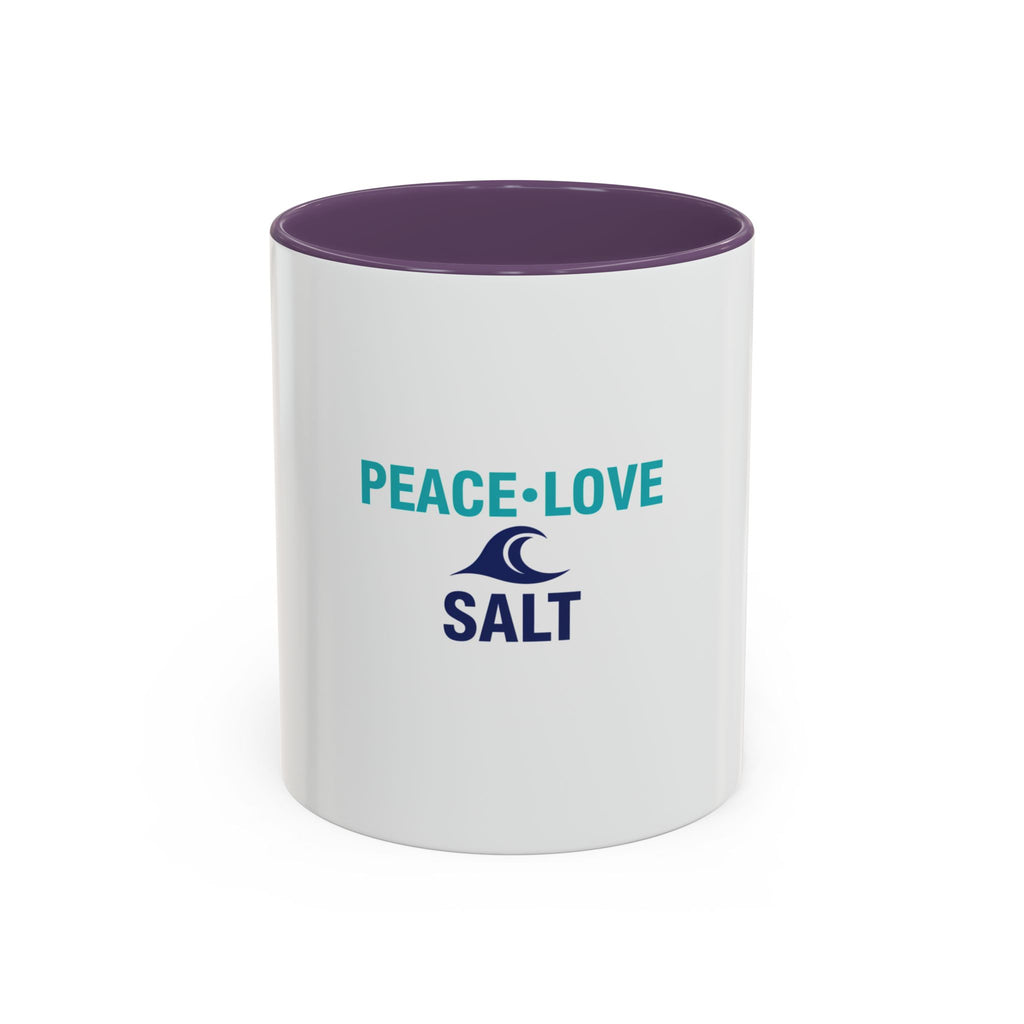 Peace • Love • Salt Accent Coffee Mug — Beach Wave Ceramic Cup (11/15 oz)