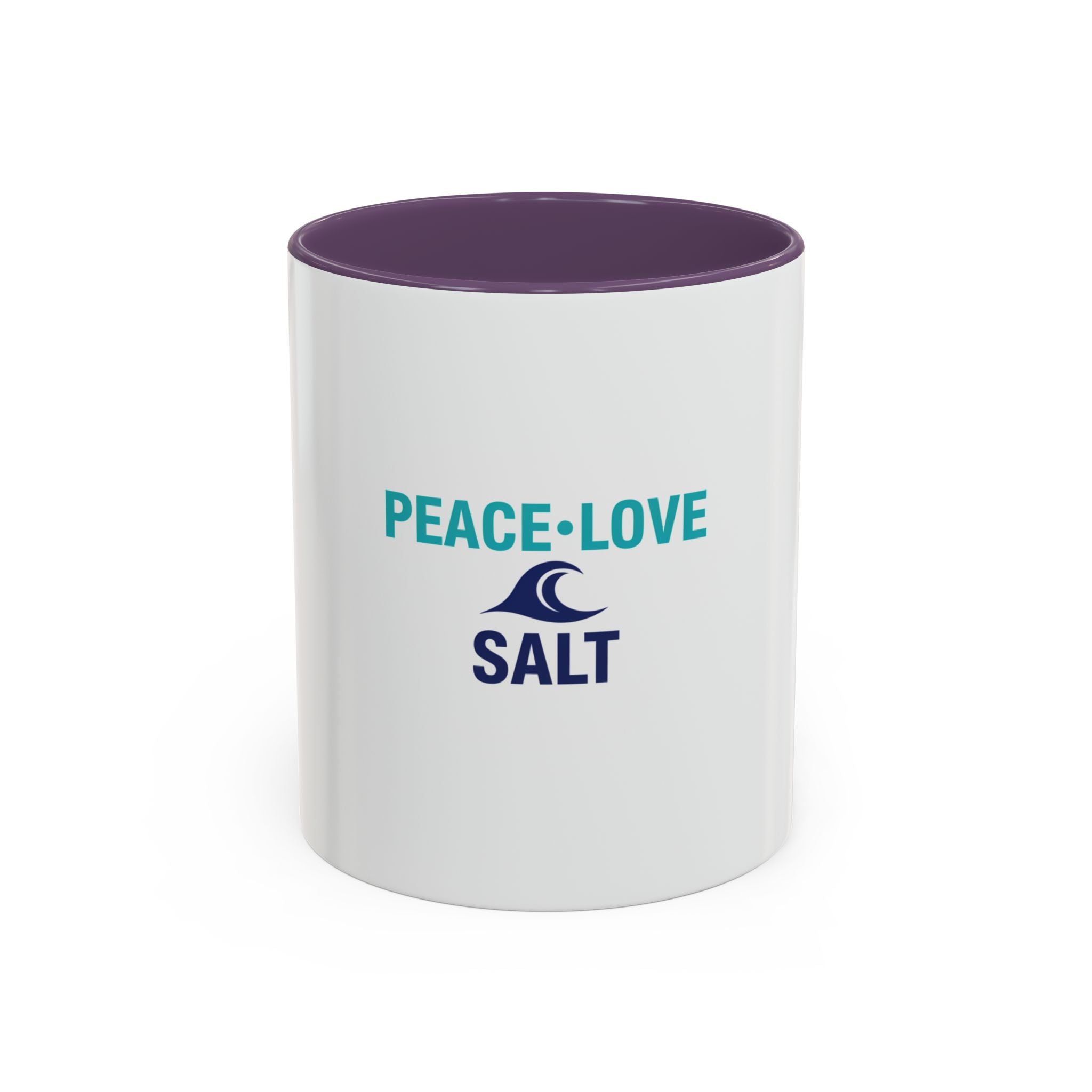 Peace • Love • Salt Accent Coffee Mug — Beach Wave Ceramic Cup (11/15 oz)