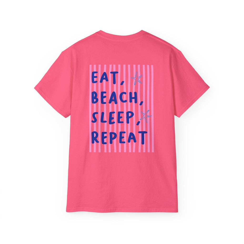 Beach Vibes T-Shirt — “Eat, Beach, Sleep, Repeat” Graphic Tee Salty Girl Collection