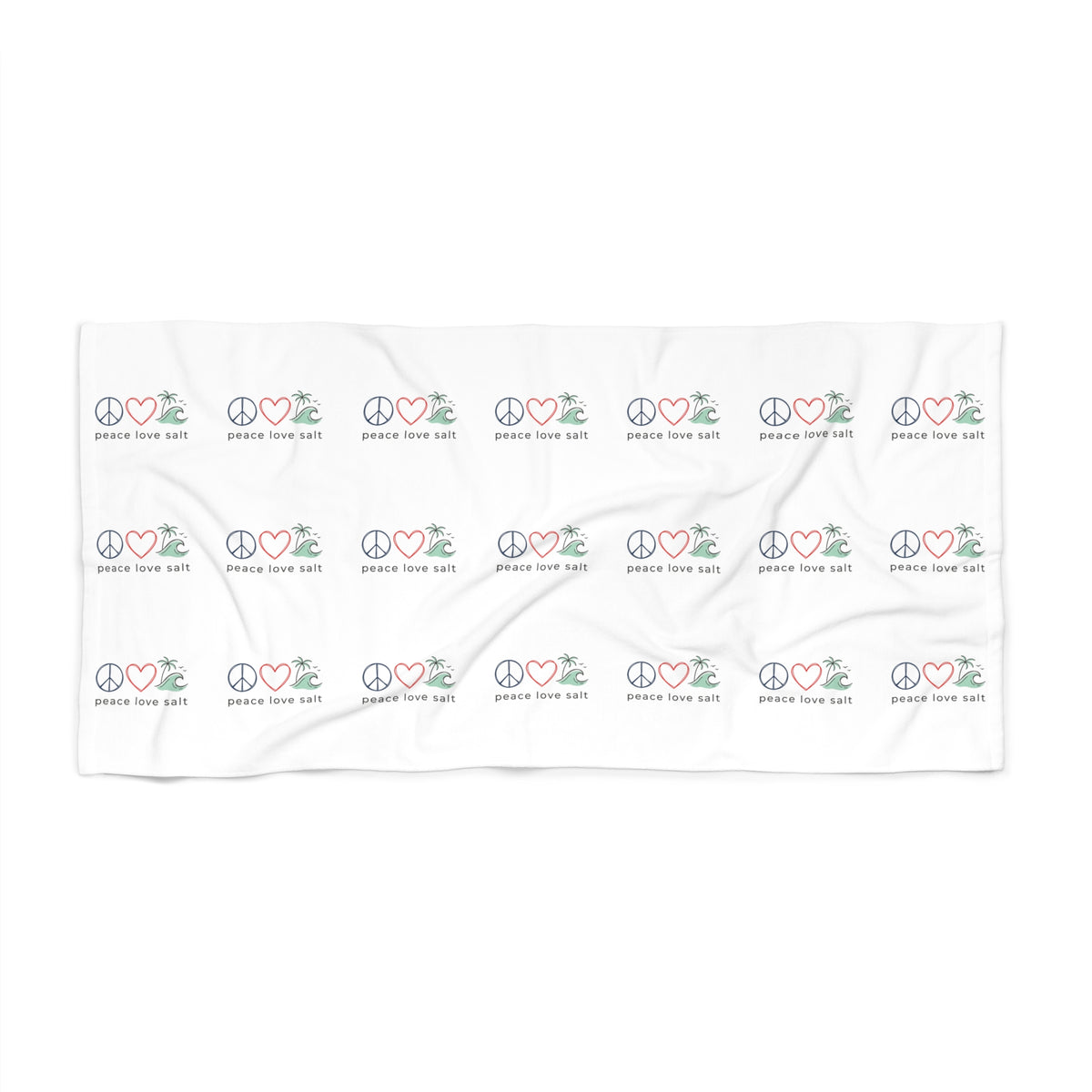 Peace Love Surf Beach Towel — Retro Palm & Wave Icon Pattern PLS Collection