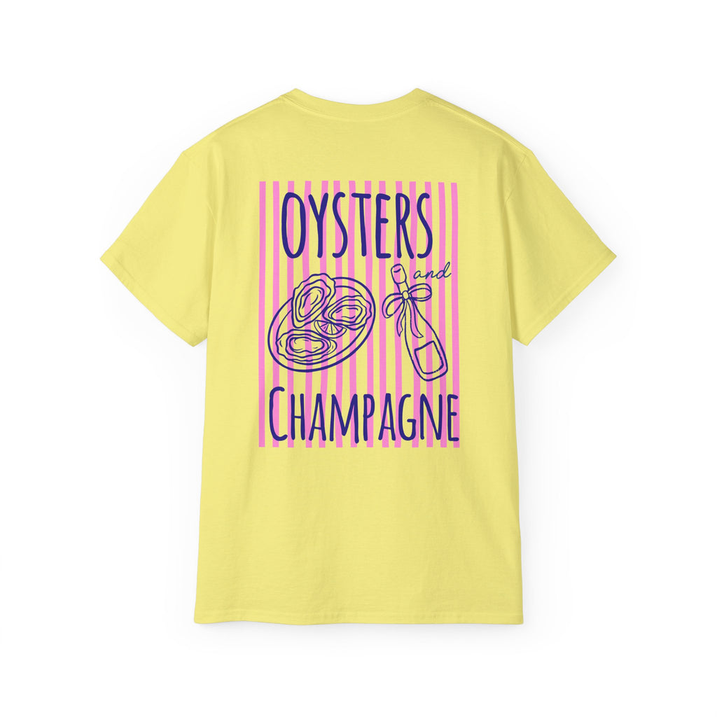 Oysters & Champagne Graphic Tee — Nautical Seafood Festival Shirt
