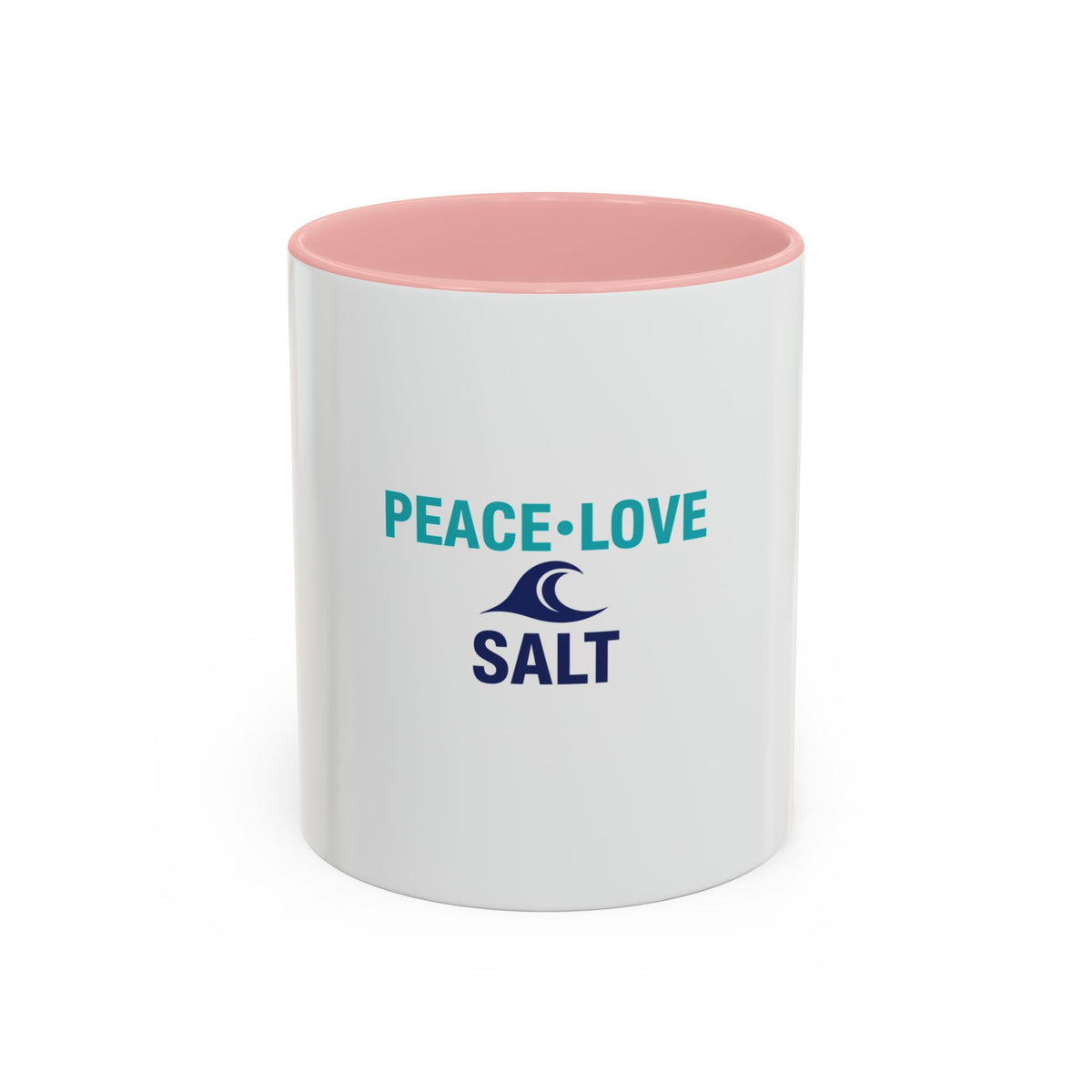 Peace • Love • Salt Accent Coffee Mug — Beach Wave Ceramic Cup (11/15 oz)