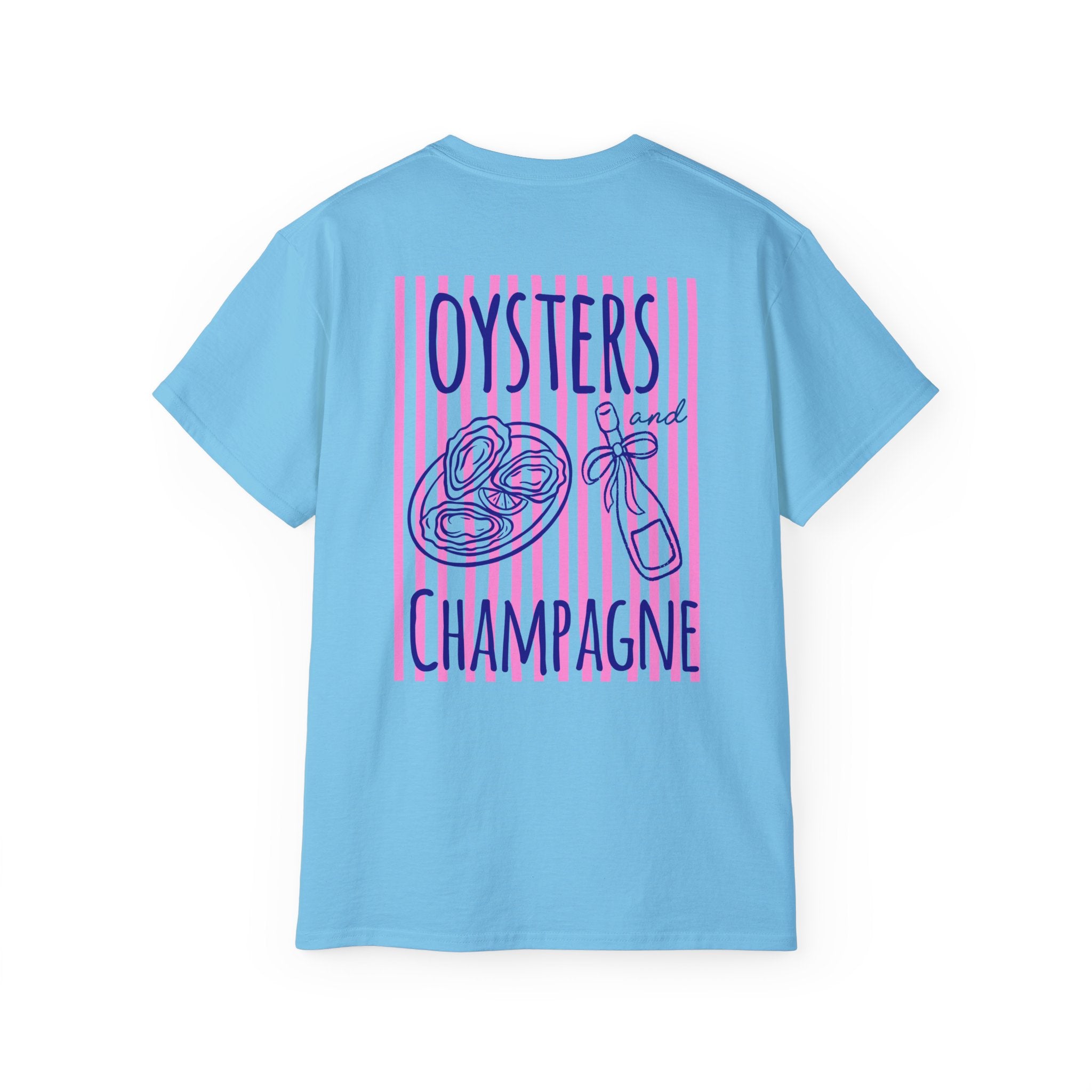 Oysters & Champagne Graphic Tee — Nautical Seafood Festival Shirt