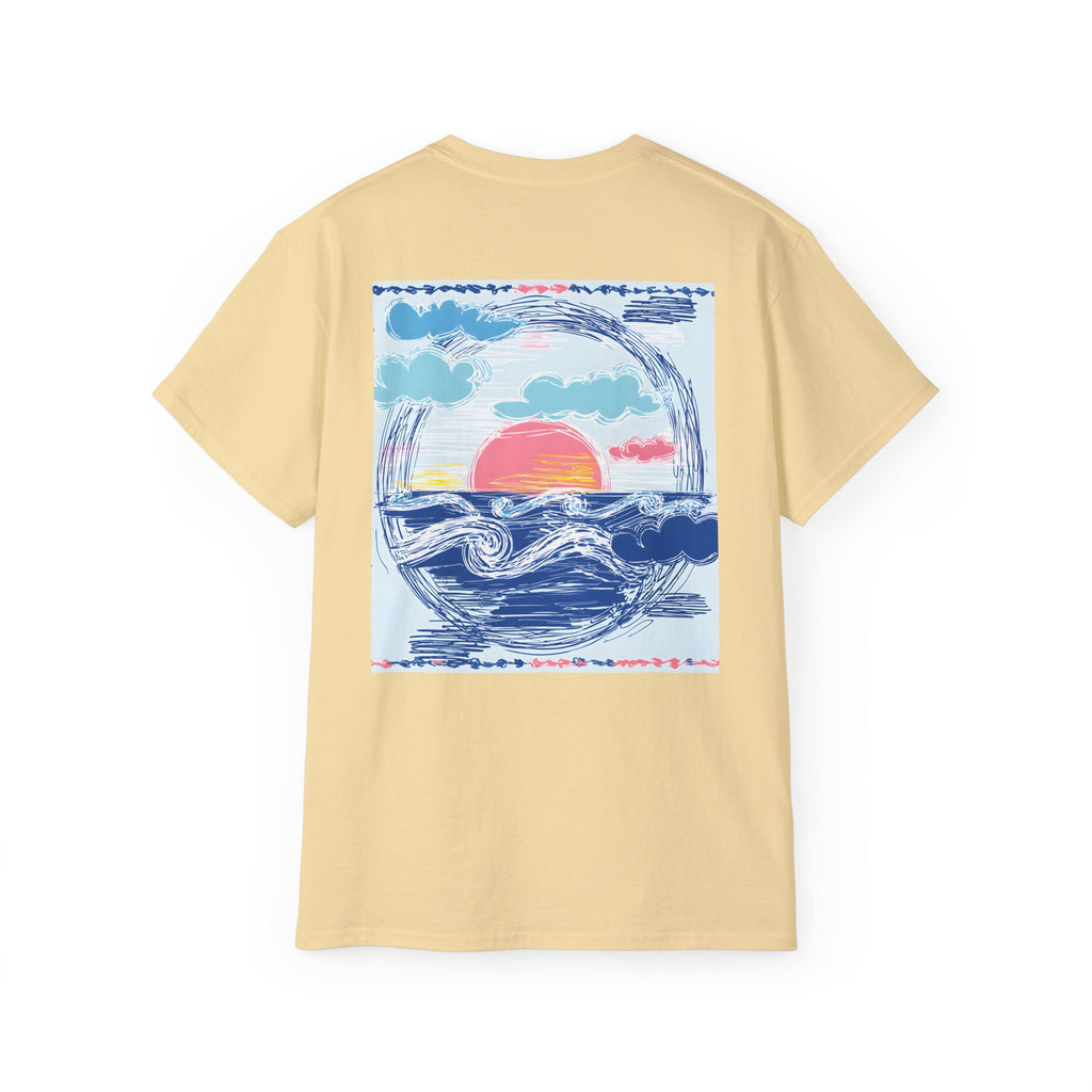 Sunset Wave Tee — Beach Graphic Cotton T-Shirt - Peace Love & salt Collection