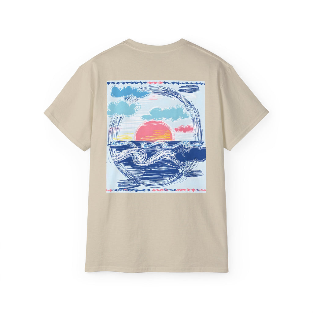 Sunset Wave Tee — Beach Graphic Cotton T-Shirt - Peace Love & salt Collection
