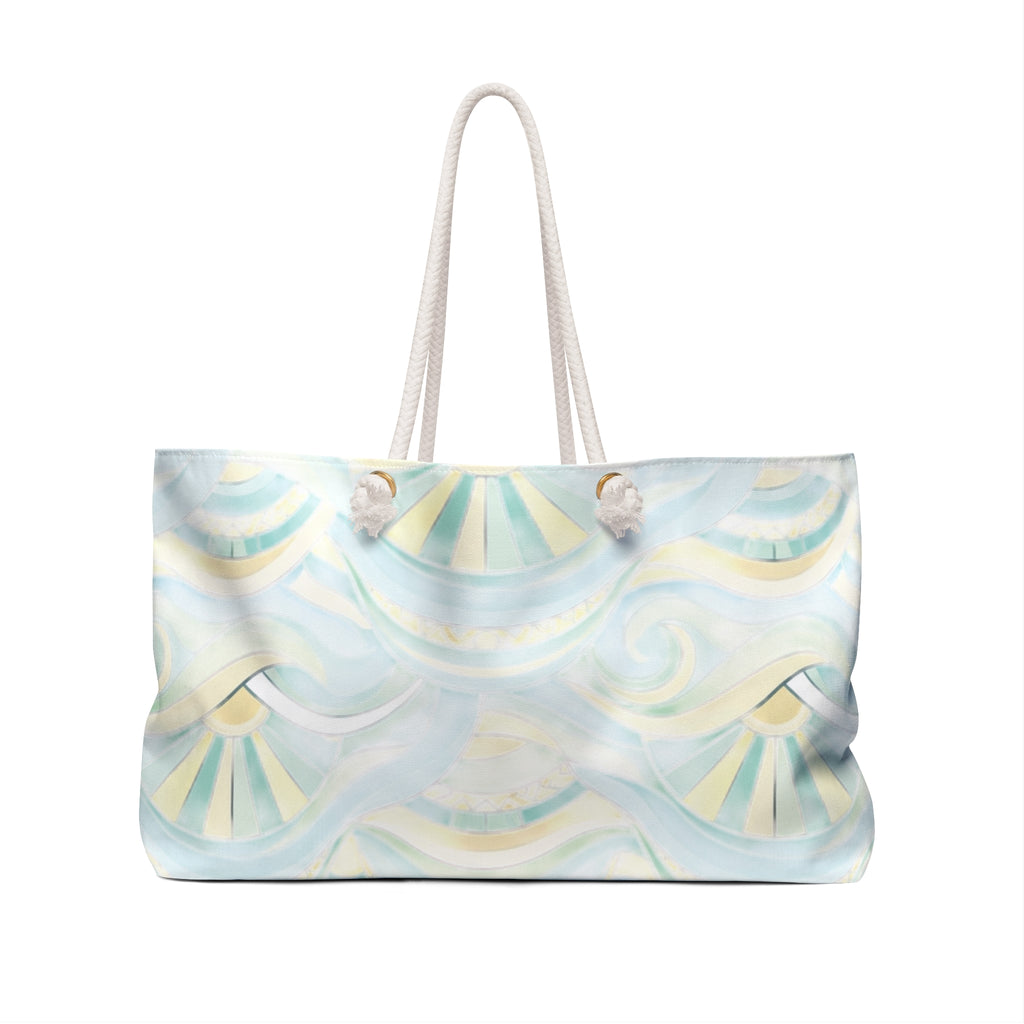 Sunrise Waves Weekender Bag | Beach Tote, Watercolor Nautical Pattern