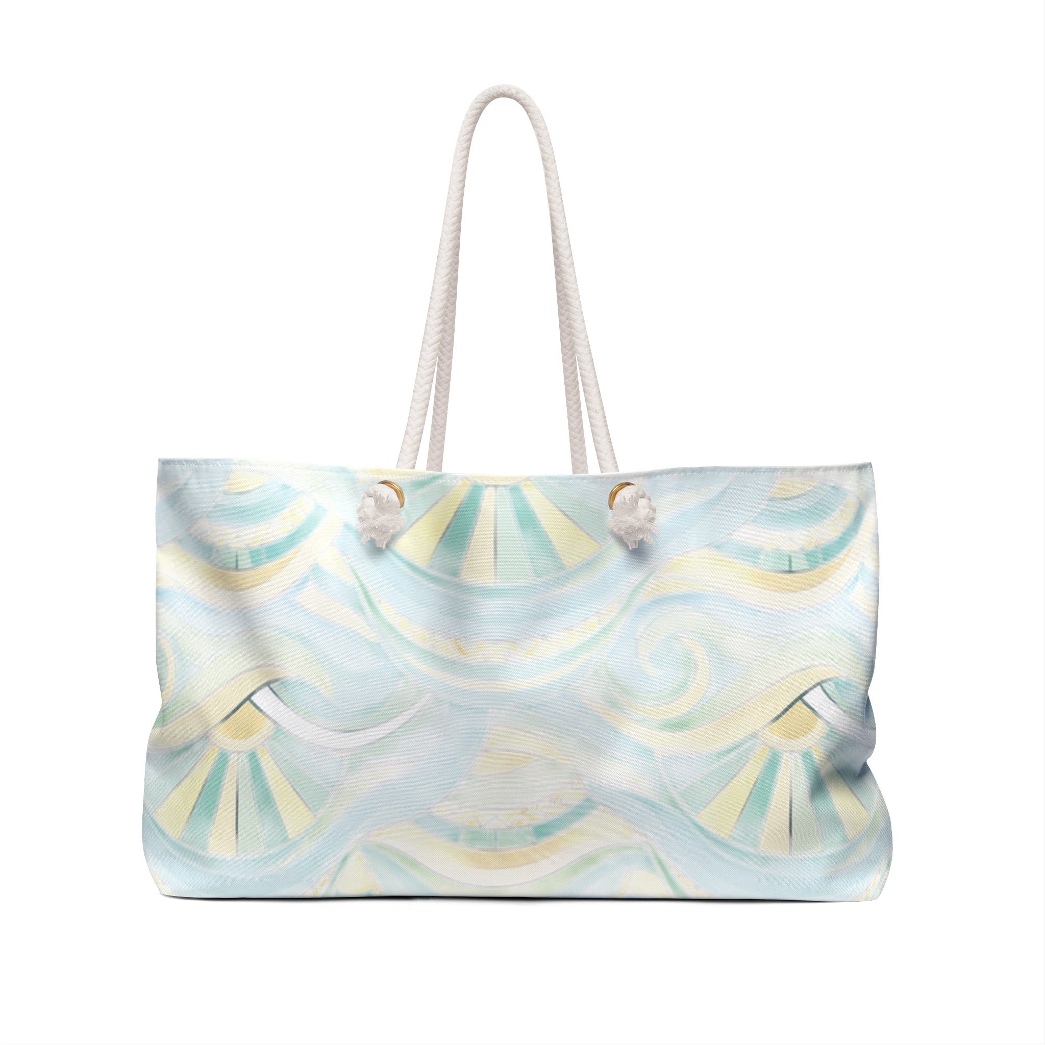 Sunrise Waves Weekender Bag | Beach Tote, Watercolor Nautical Pattern
