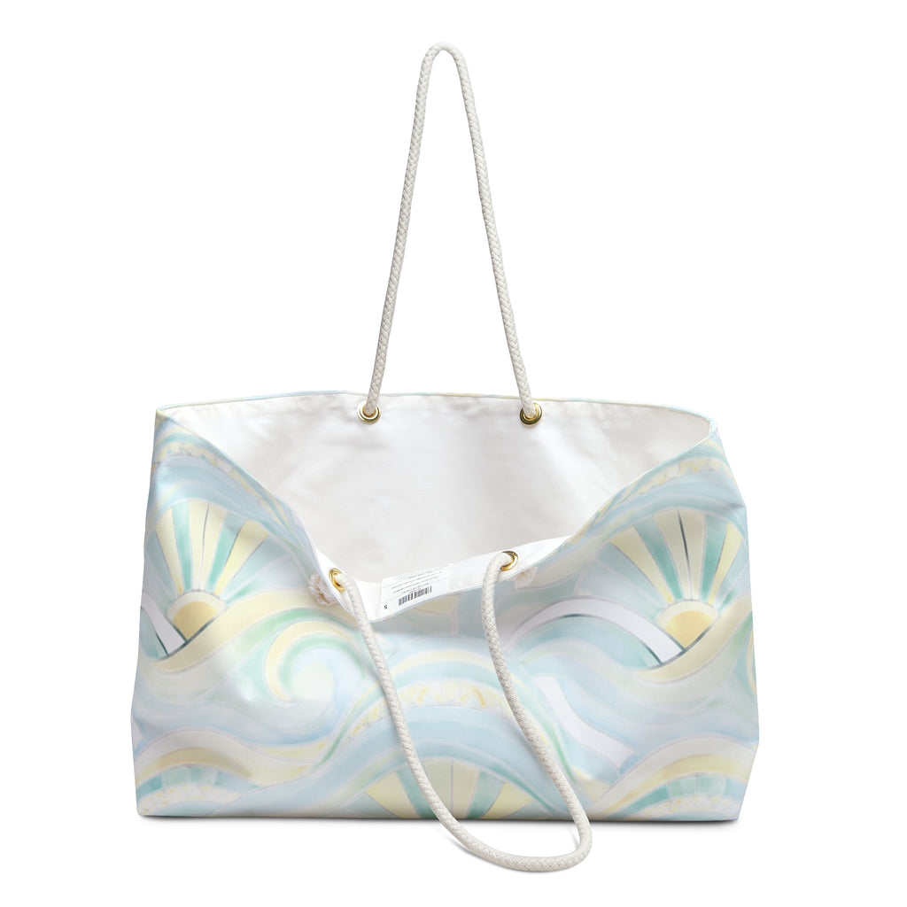 Sunrise Waves Weekender Bag | Beach Tote, Watercolor Nautical Pattern