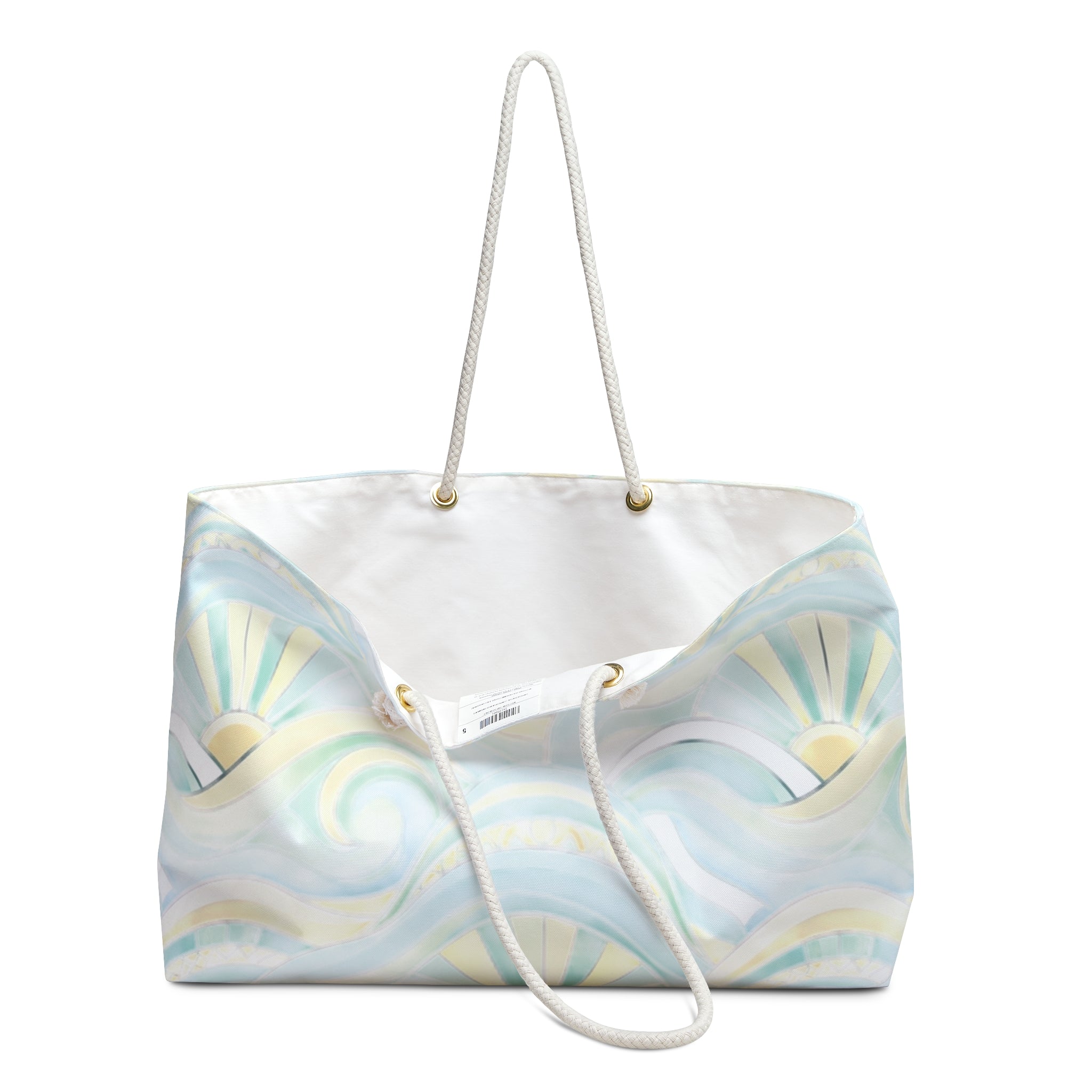 Sunrise Waves Weekender Bag | Beach Tote, Watercolor Nautical Pattern