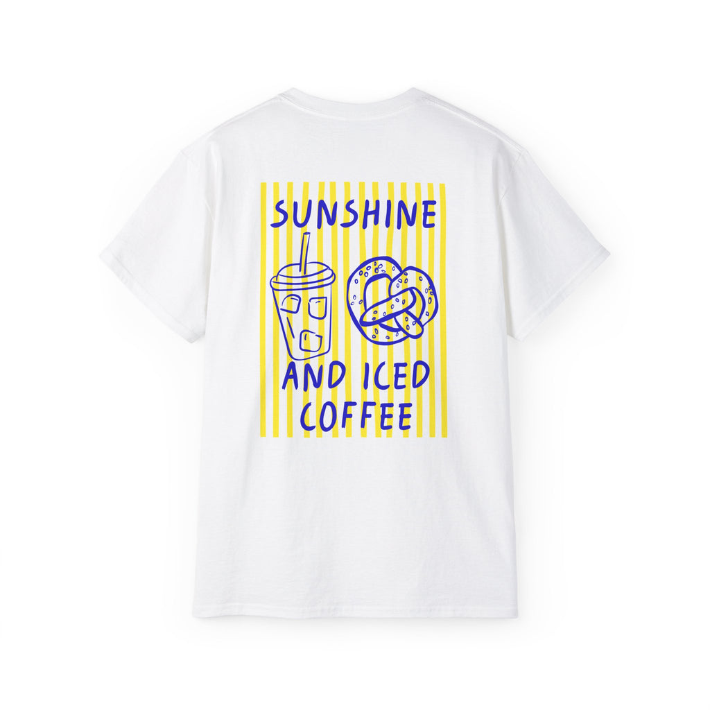 Sunshine and Iced Coffee T-Shirt — Cute Coffee & Pretzel Graphic Tee Sunshine Collection