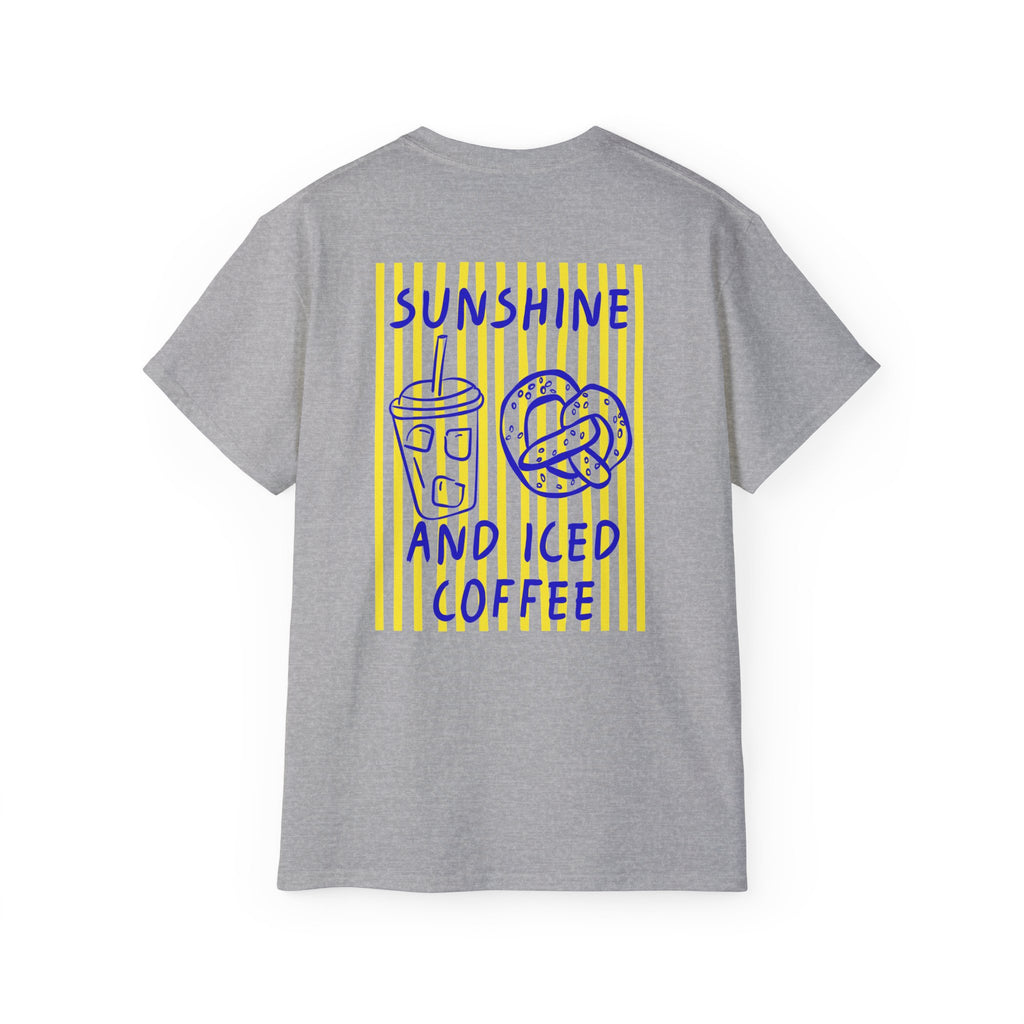 Sunshine and Iced Coffee T-Shirt — Cute Coffee & Pretzel Graphic Tee Sunshine Collection