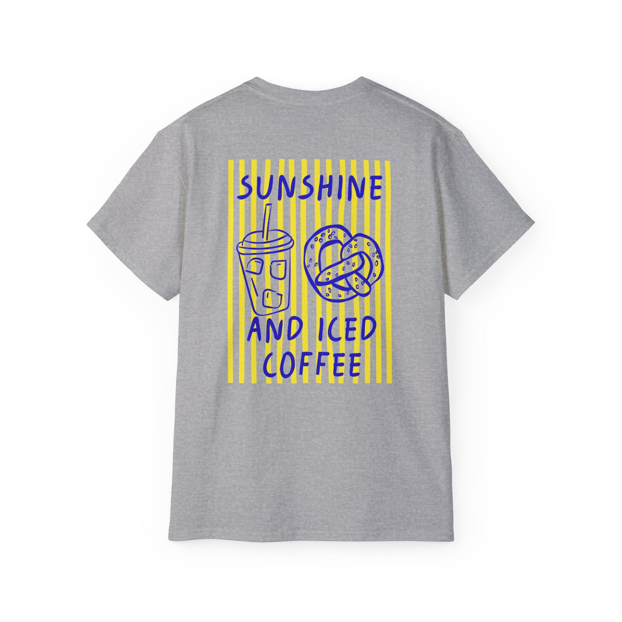 Sunshine and Iced Coffee T-Shirt — Cute Coffee & Pretzel Graphic Tee Sunshine Collection
