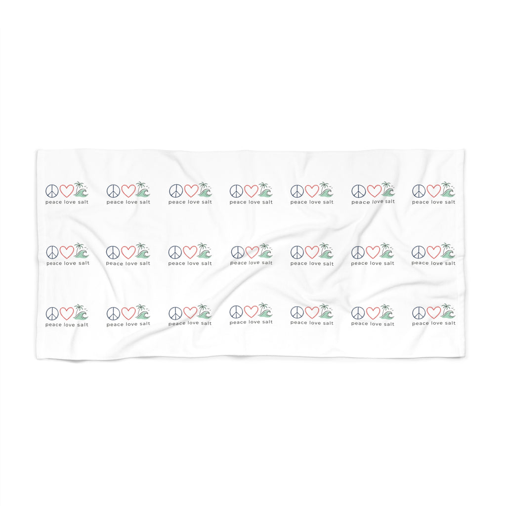 Peace Love Surf Beach Towel — Retro Palm & Wave Icon Pattern PLS Collection