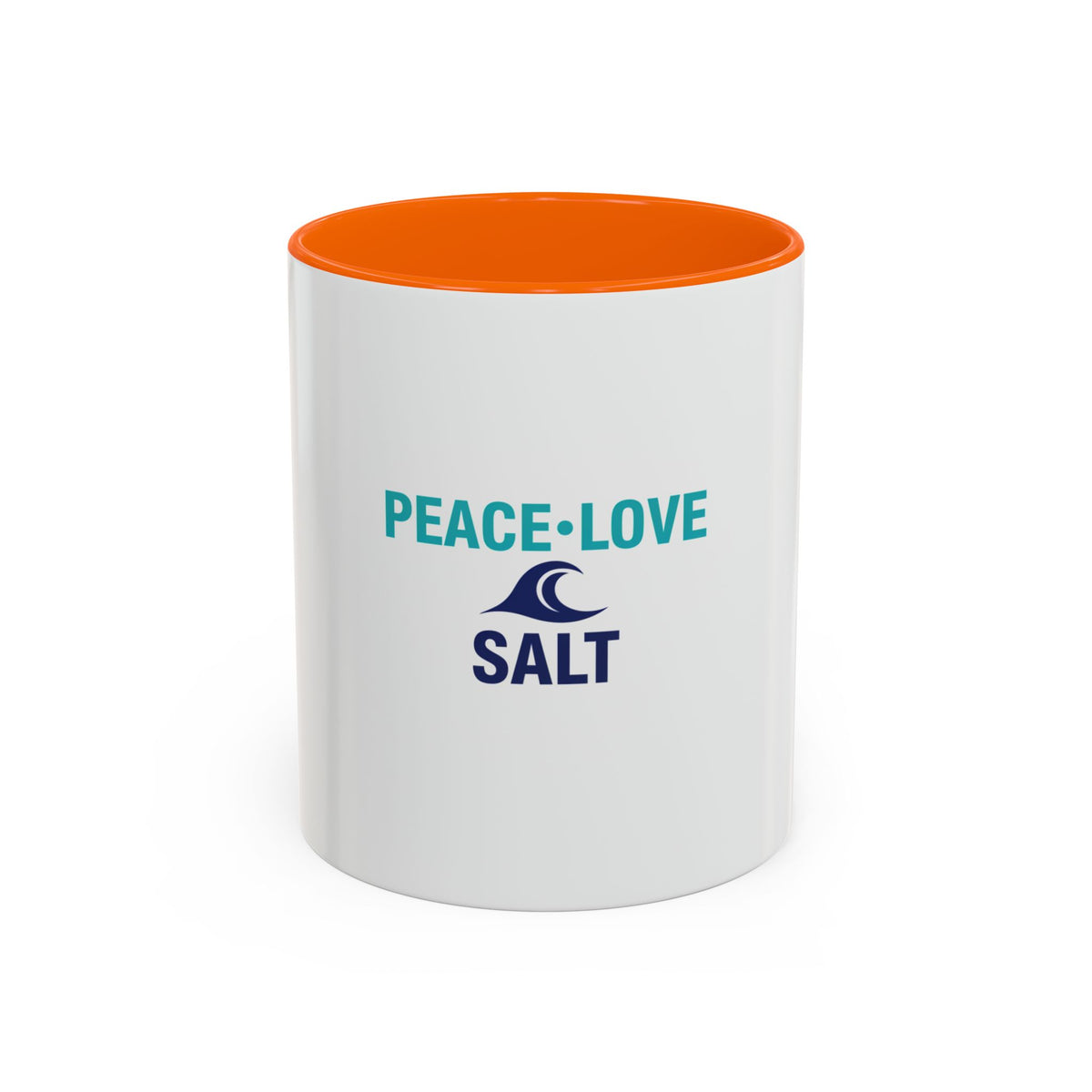 Peace • Love • Salt Accent Coffee Mug — Beach Wave Ceramic Cup (11/15 oz)