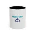 Peace • Love • Salt Accent Coffee Mug — Beach Wave Ceramic Cup (11/15 oz)
