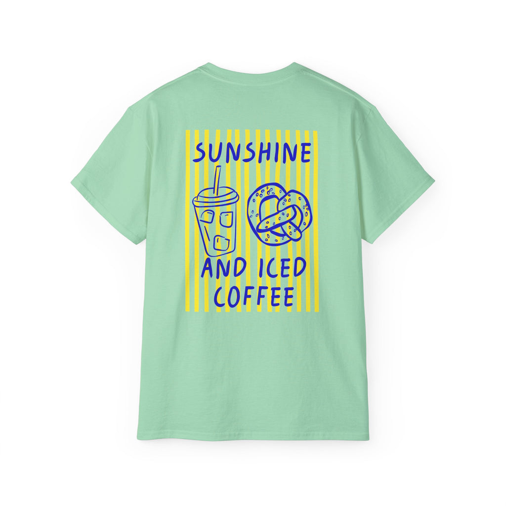 Sunshine and Iced Coffee T-Shirt — Cute Coffee & Pretzel Graphic Tee Sunshine Collection