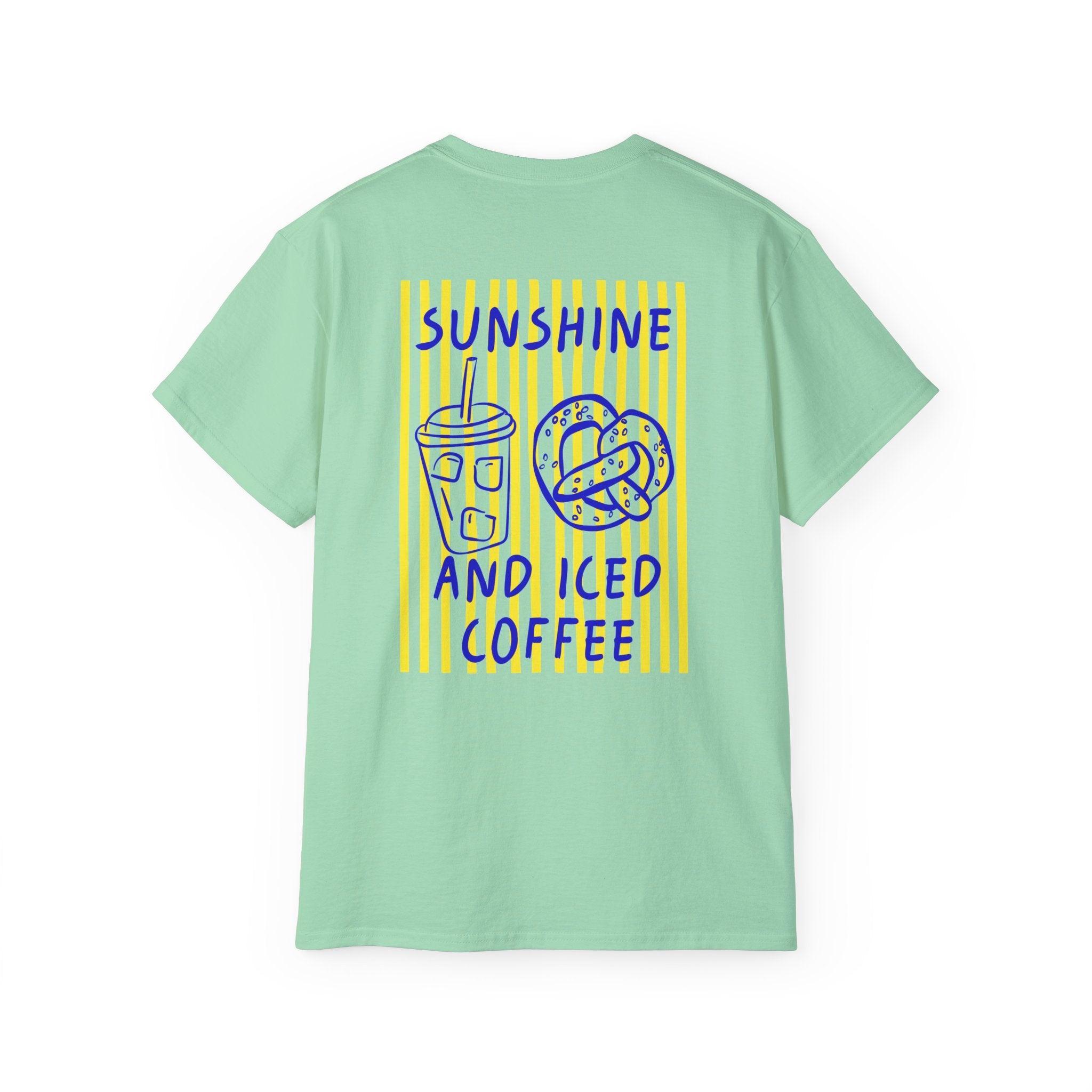 Sunshine and Iced Coffee T-Shirt — Cute Coffee & Pretzel Graphic Tee Sunshine Collection
